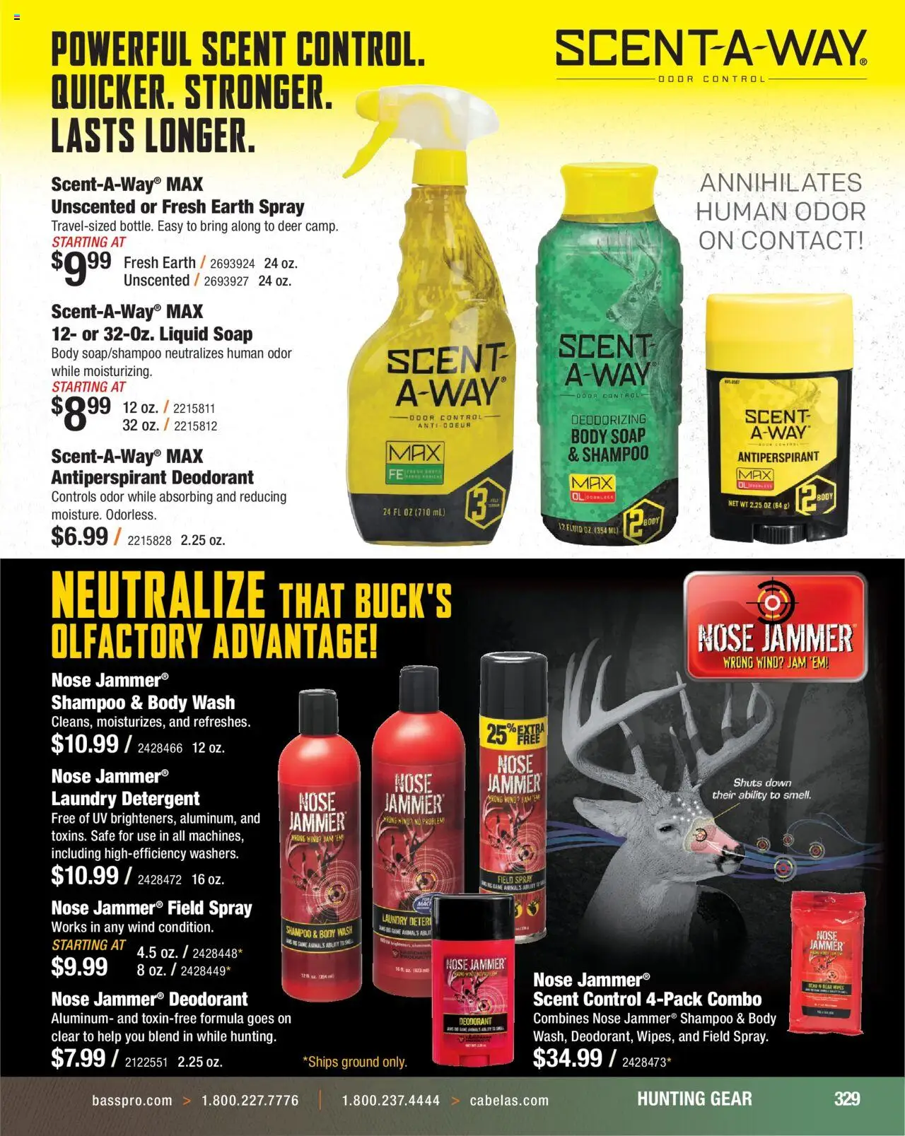 Cabela's Hunting Master 25 - valid from 11.08.2025 | Page: 329 | Products: Antiperspirant, Detergent, Body Wash, Game
