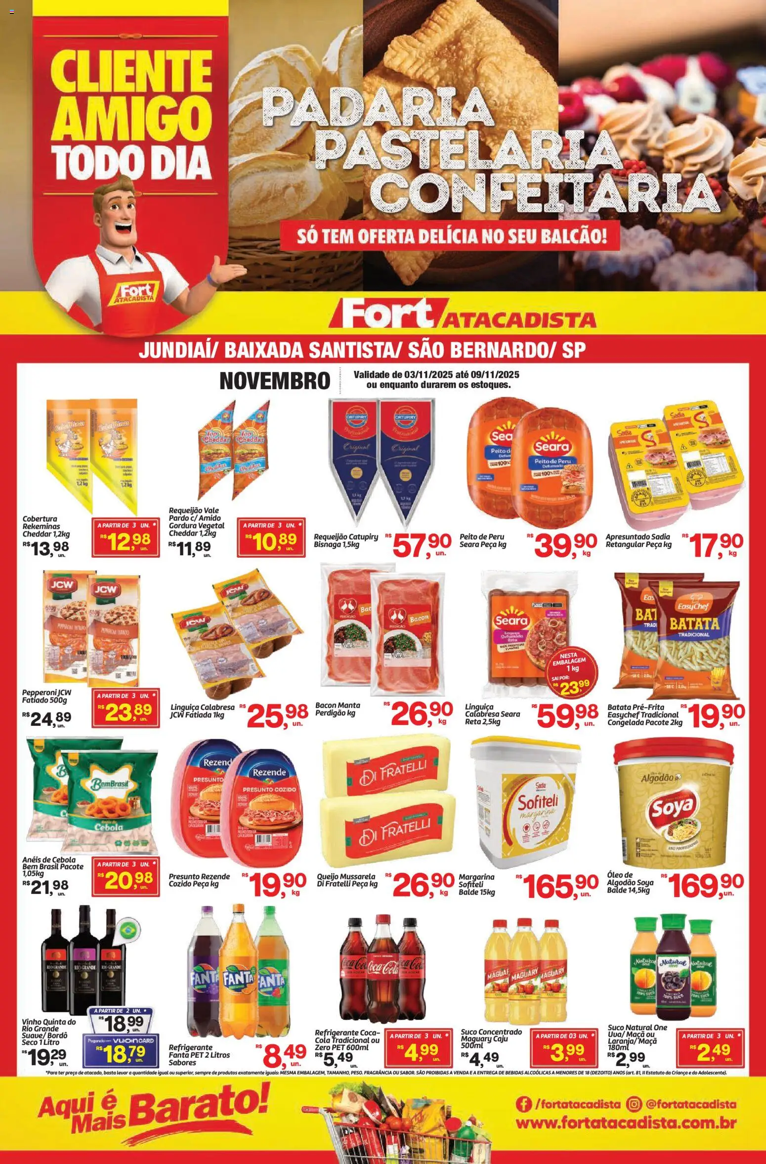 Fort Atacadista Folheto - válido de 03.11.2025 | Página: 1 | Produtos: Queijo, Peito de peru, Algodão, Margarina