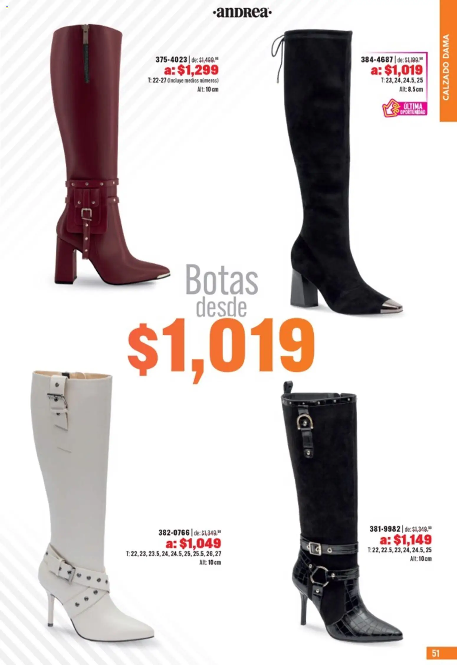 Nuevas ofertas de Andrea válidas en toda la República Mexicana desde el 05.04.2026. ¡Encuentra las mejores ofertas en Andrea catálogo Outlet! | Página: 51 | Productos: Botas
