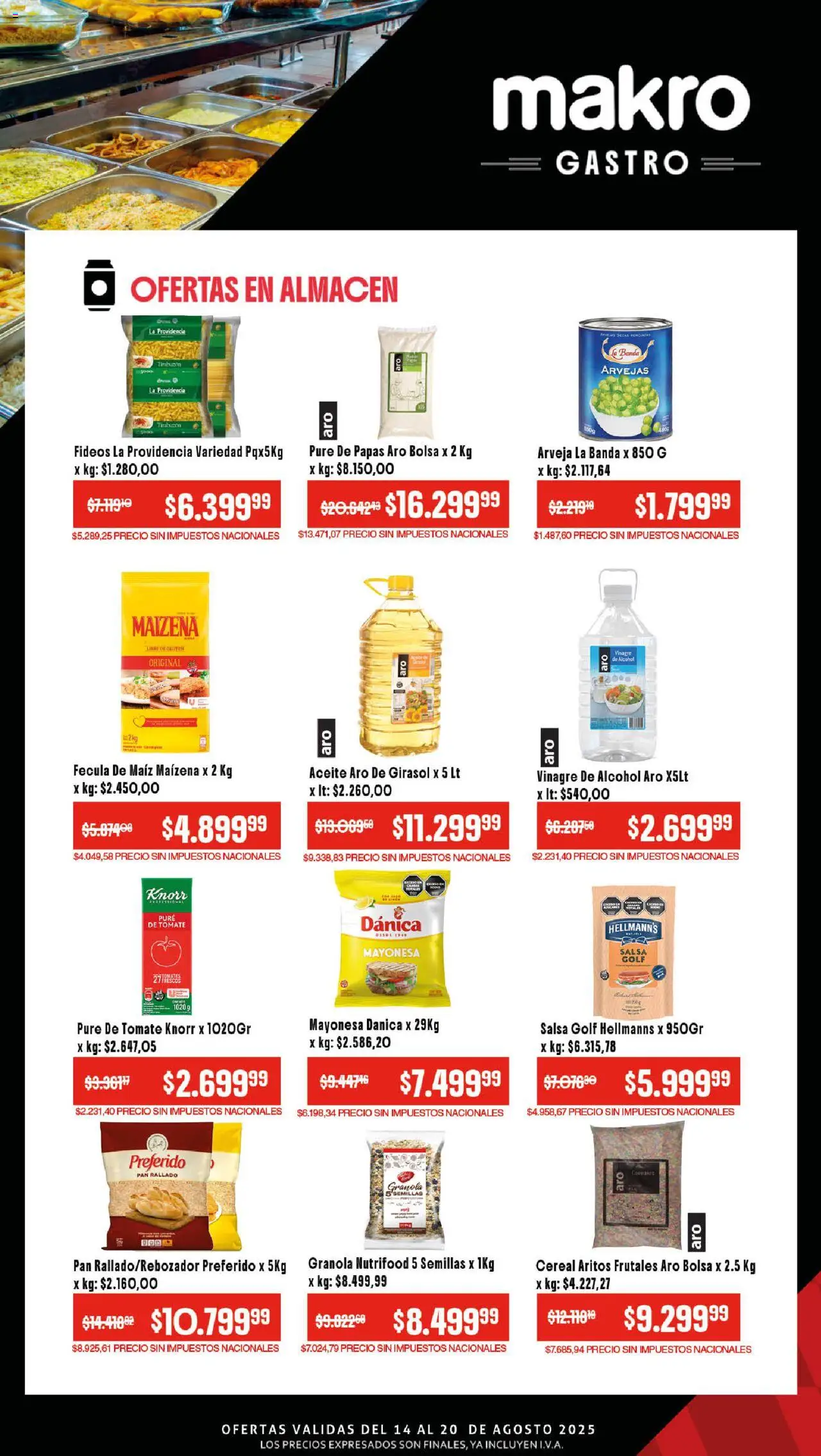 Makro ofertas Gastronómicas │ válido desde el 14.08.2025 | Página: 3 | Productos: Arveja, Bolsa, Mayonesa, Maiz
