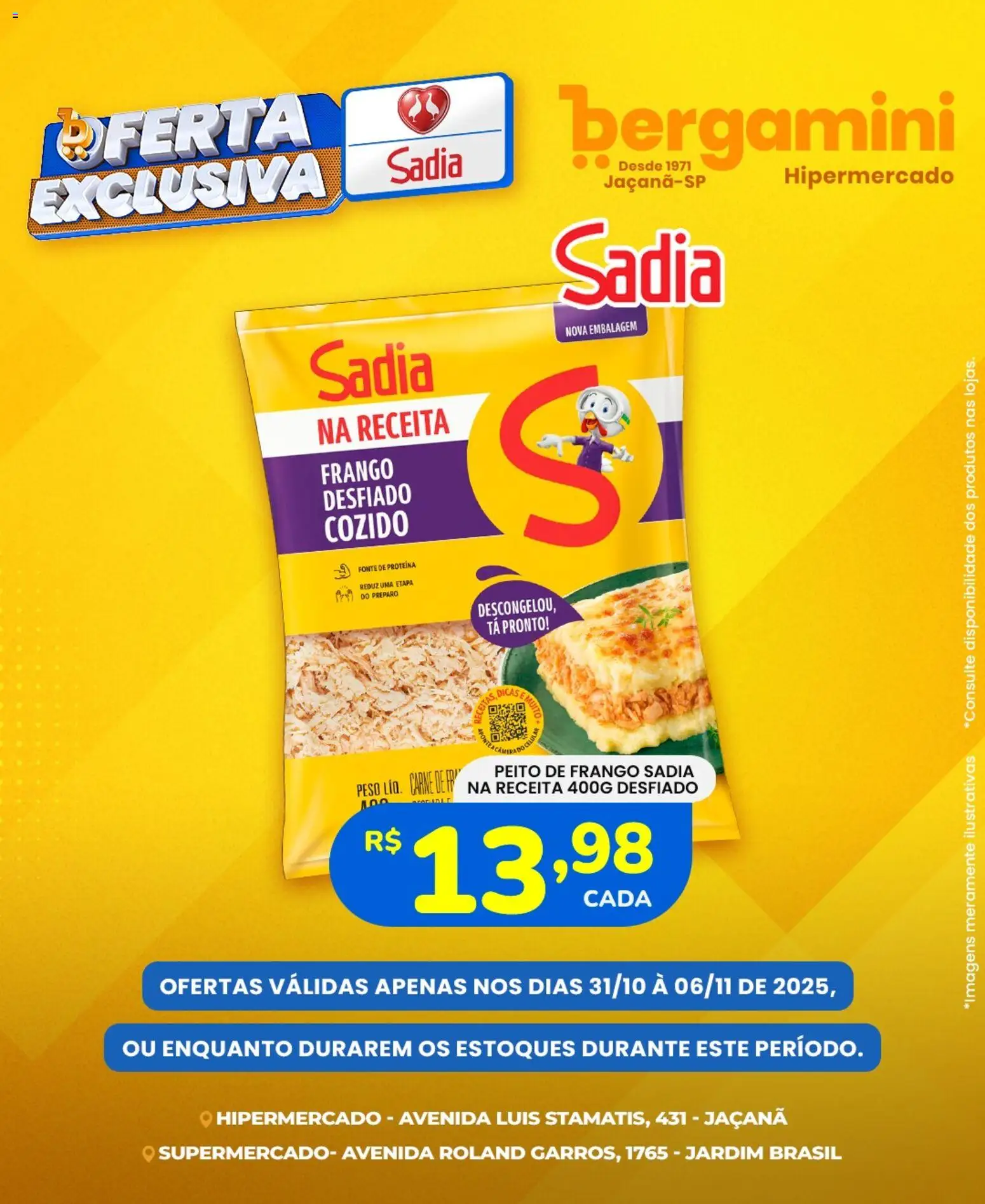Supermercado Bergamini Folheto - válido de 31.10.2025 | Página: 7 | Produtos: Carne, Frango, Peito de frango