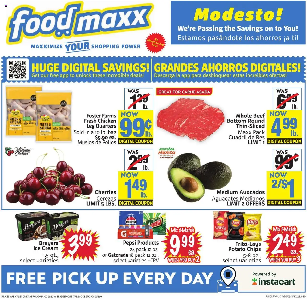 FoodMaxx Weekly Ad - CA - valid from 30.07.2025 | Page: 1 | Products: Cherries, Beef, Cream, Ice cream