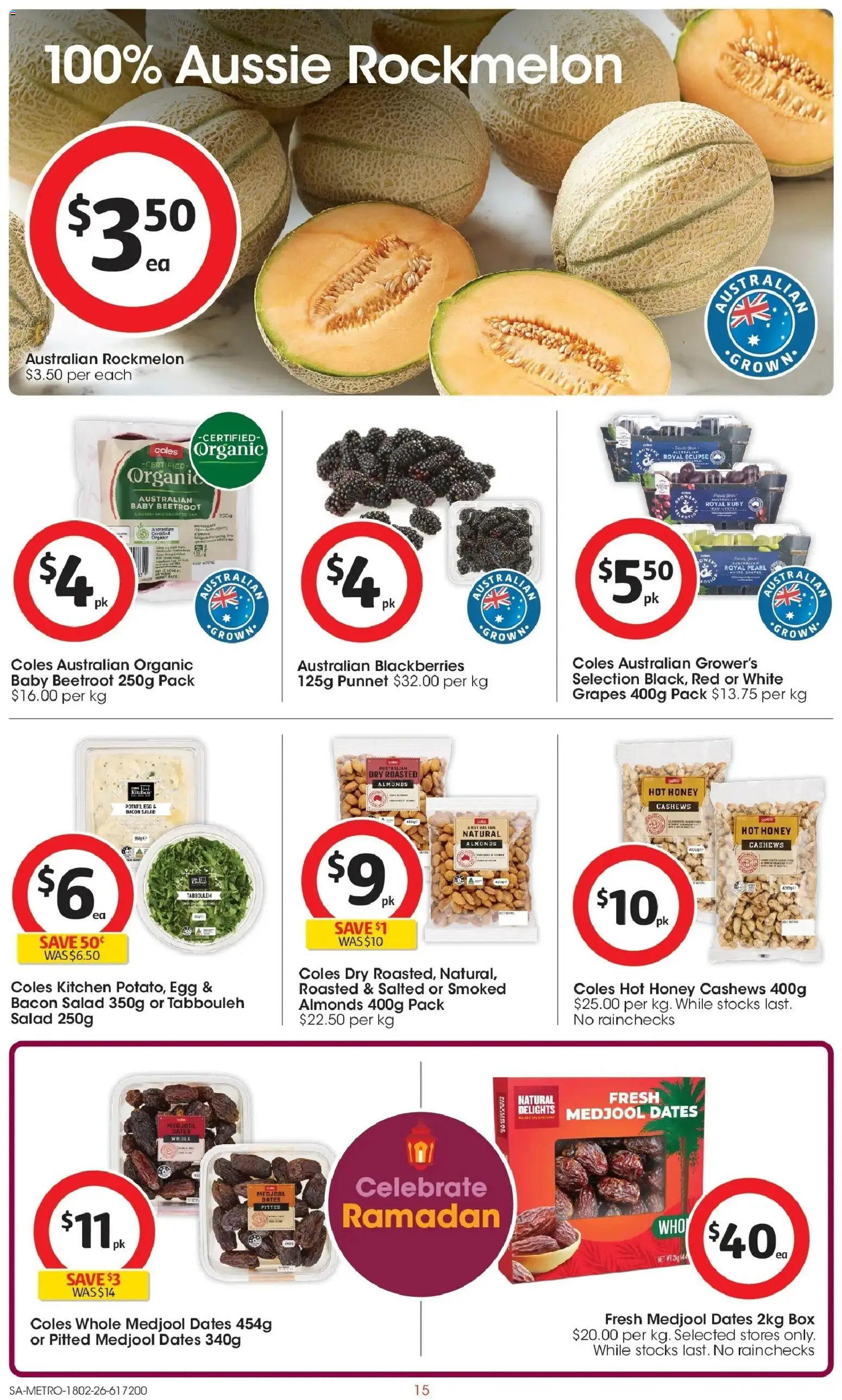 Coles catalogue - valid from 18.02.2026 | Page: 15 | Products: Box, Honey, Beetroot, Grapes