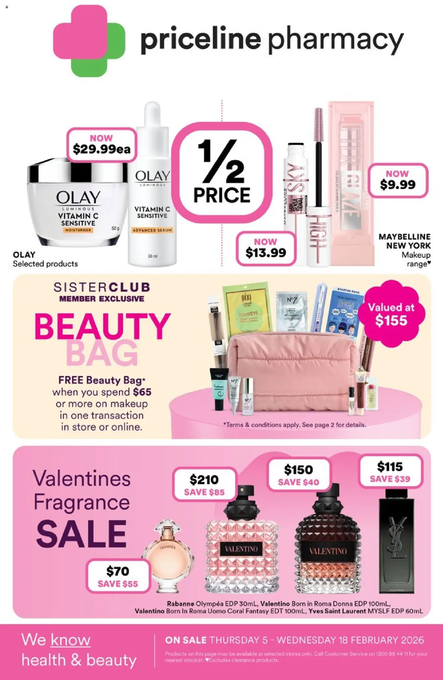 Priceline Pharmacy catalogue - valid from 05.02.2026 | Page: 1 | Products: Fragrance, Moisturiser, Makeup, Vitamin