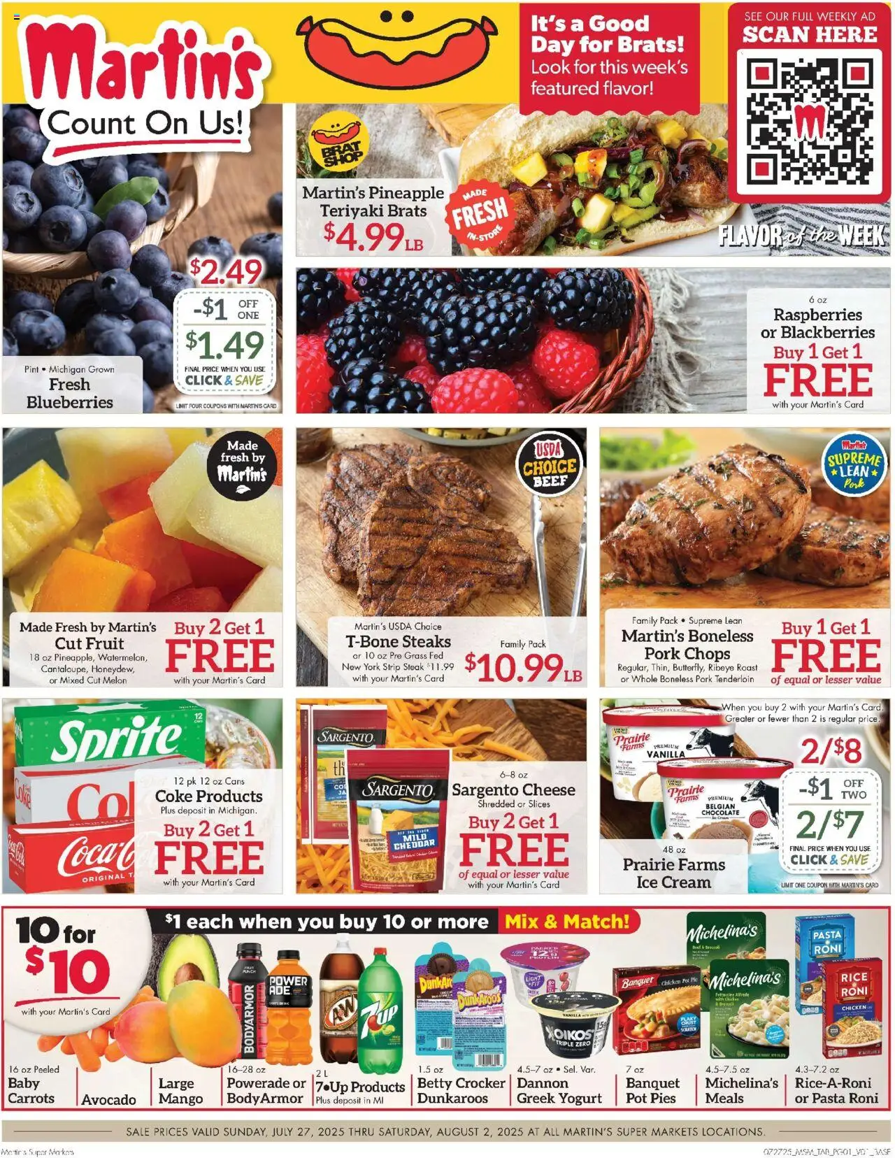 Martin’s Weekly Ad - valid from 27.07.2025 | Page: 1 | Products: Pasta, Cream, Ice cream, Blueberries