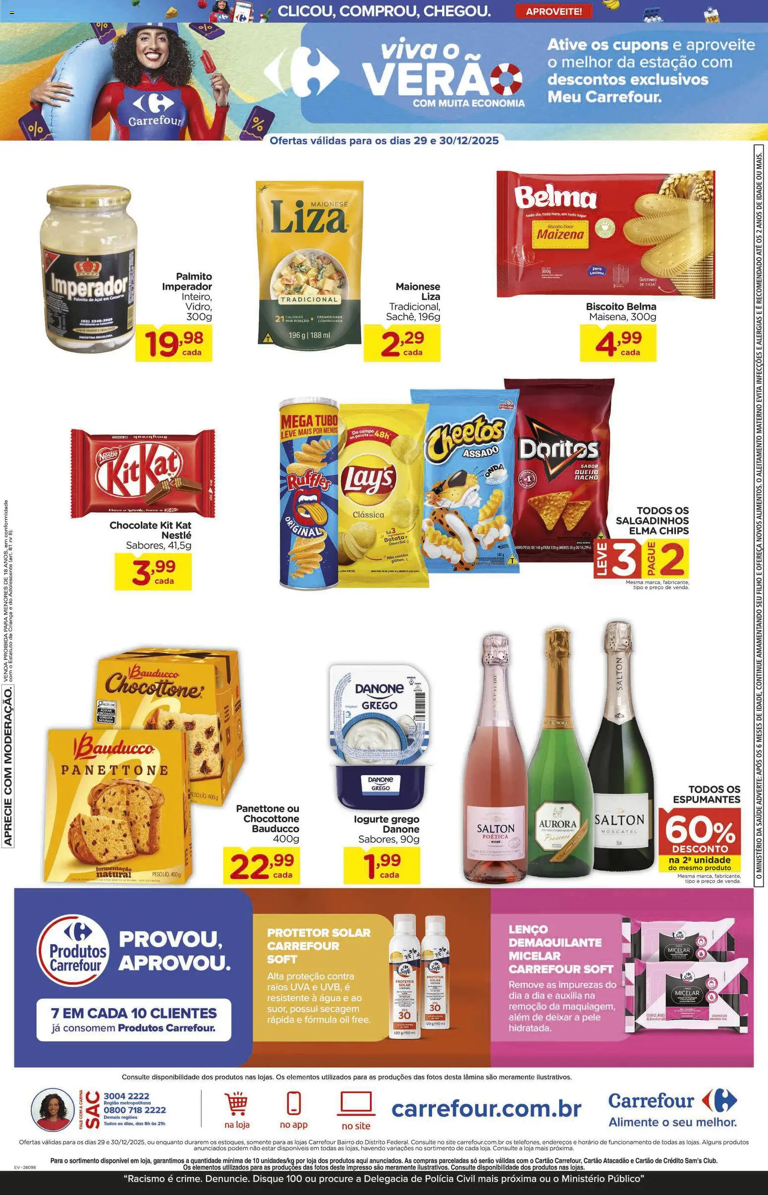 Carrefour Bairro Folheto - válido de 29.12.2025 | Página: 3 | Produtos: Biscoito, Panettone, Salgadinhos, Maionese