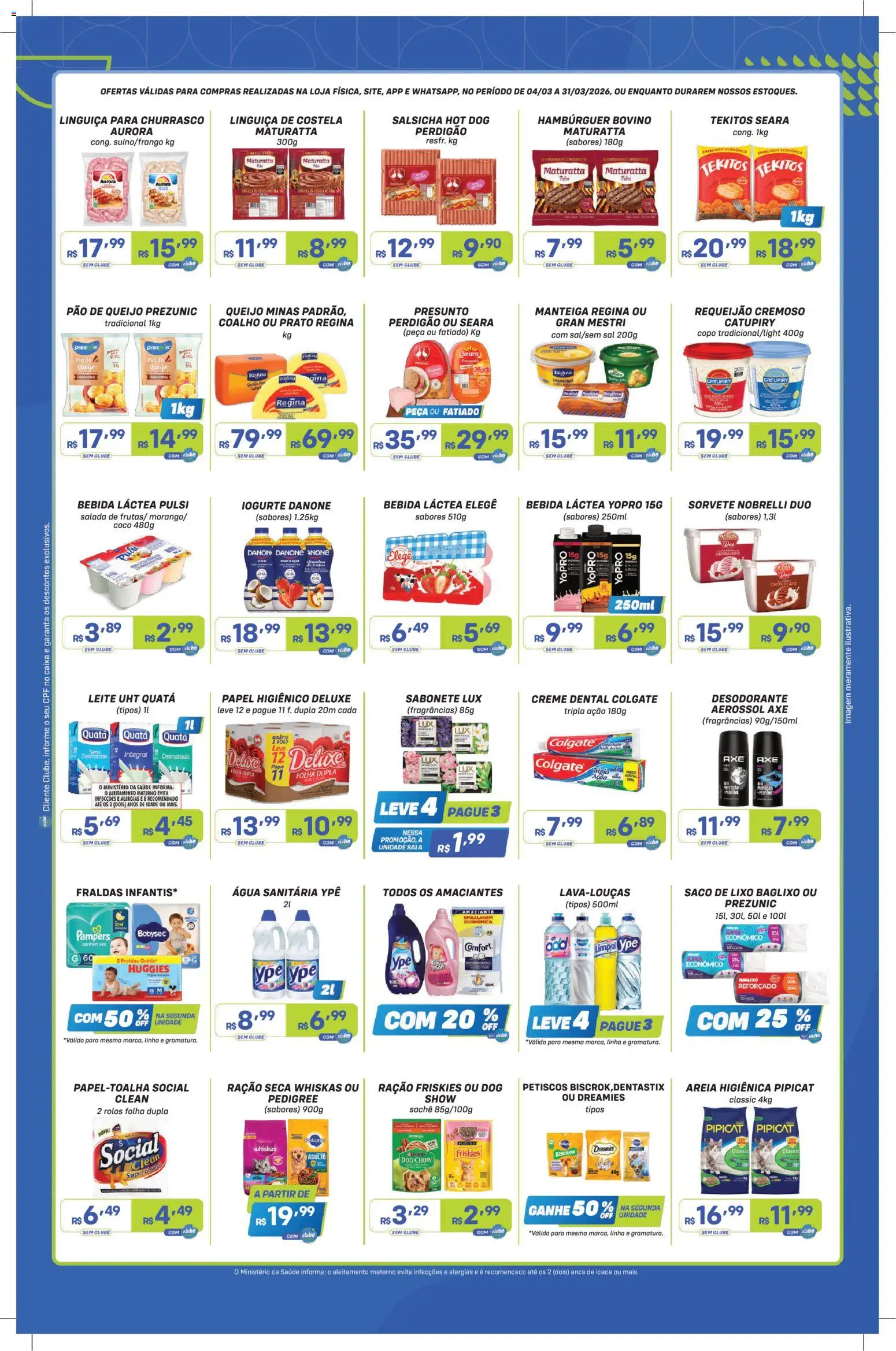 Prezunic Folheto - válido de 04.03.2026 | Página: 4 | Produtos: Leite, Presunto, Catupiry, Fraldas