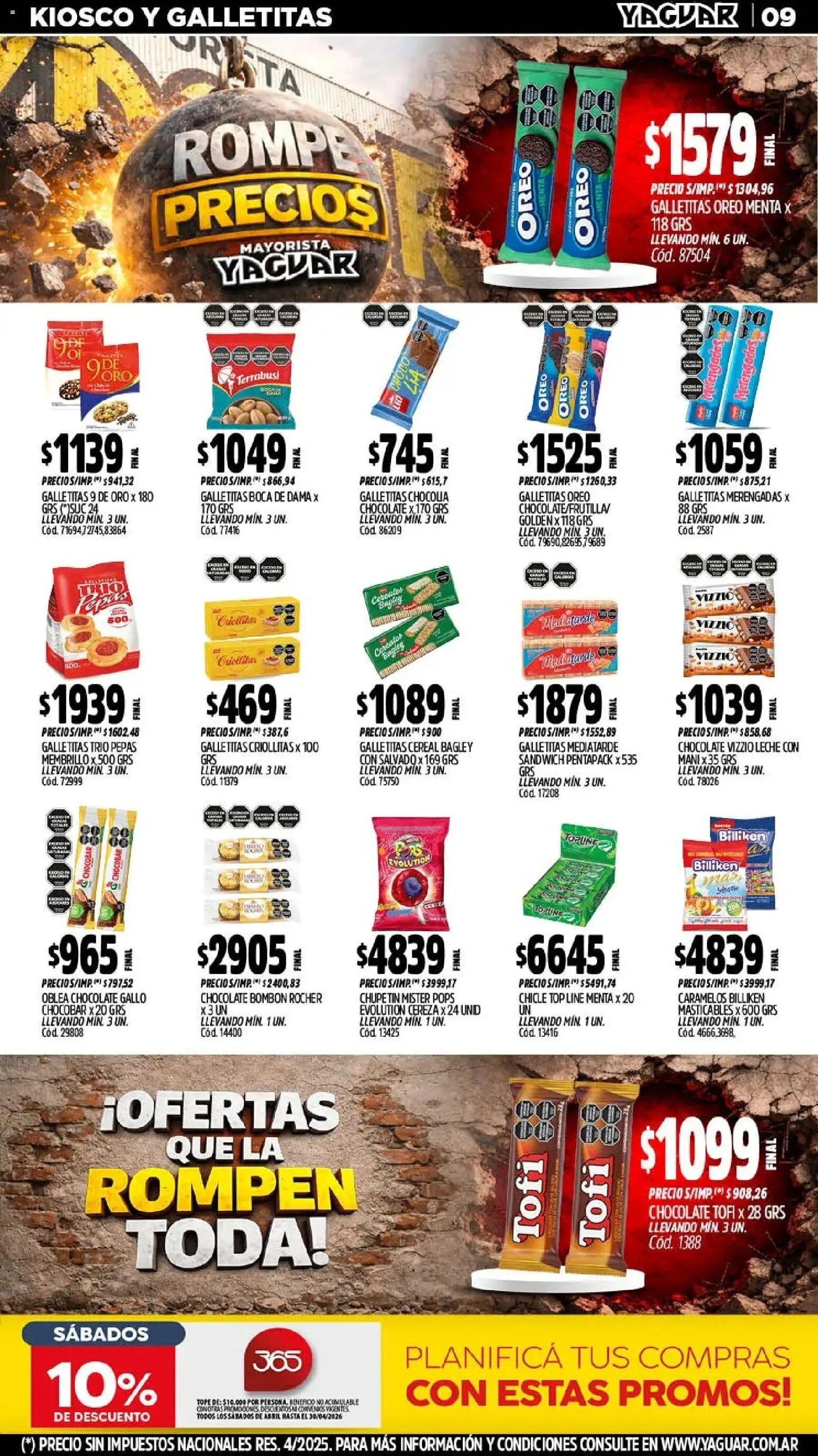 Yaguar - Oferta Semanal Misiones │ válido desde el 20.04.2026 | Página: 9 | Productos: Top, Galletitas, Mani, Cereales