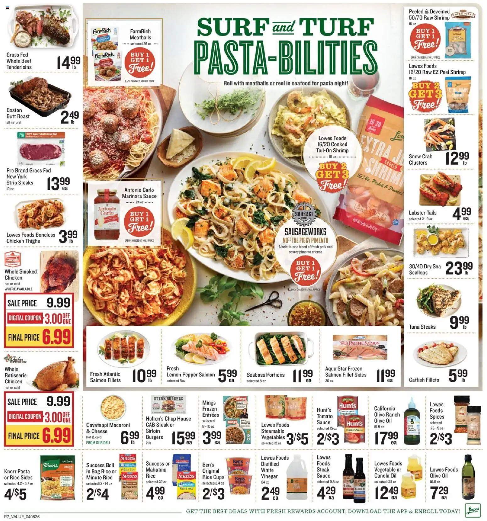 Lowes Foods Weekly Ad - NC - valid from 08.04.2026 | Page: 7 | Products: Oil, Rice, Beef, Vegetables