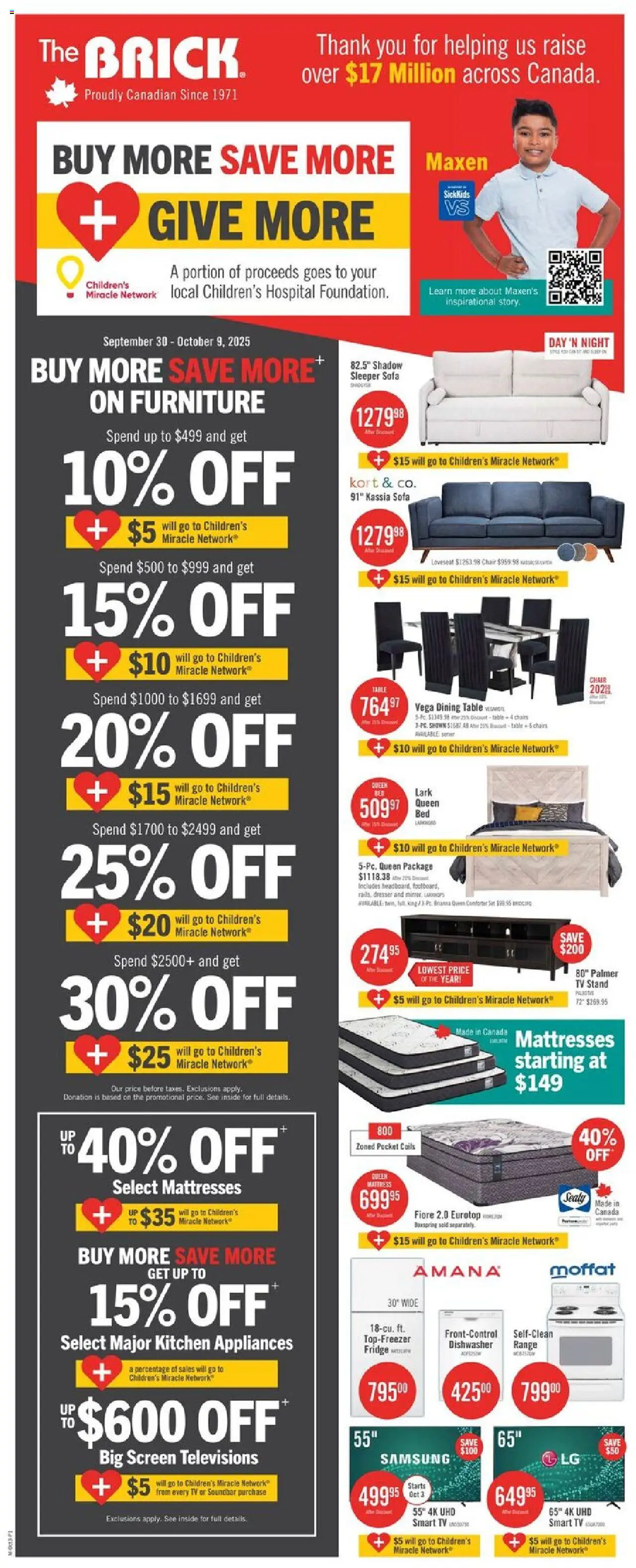 The Brick flyer valid from 30.09.2025 | Page: 1 | Products: Tv, Dishwasher, Sofa, Table