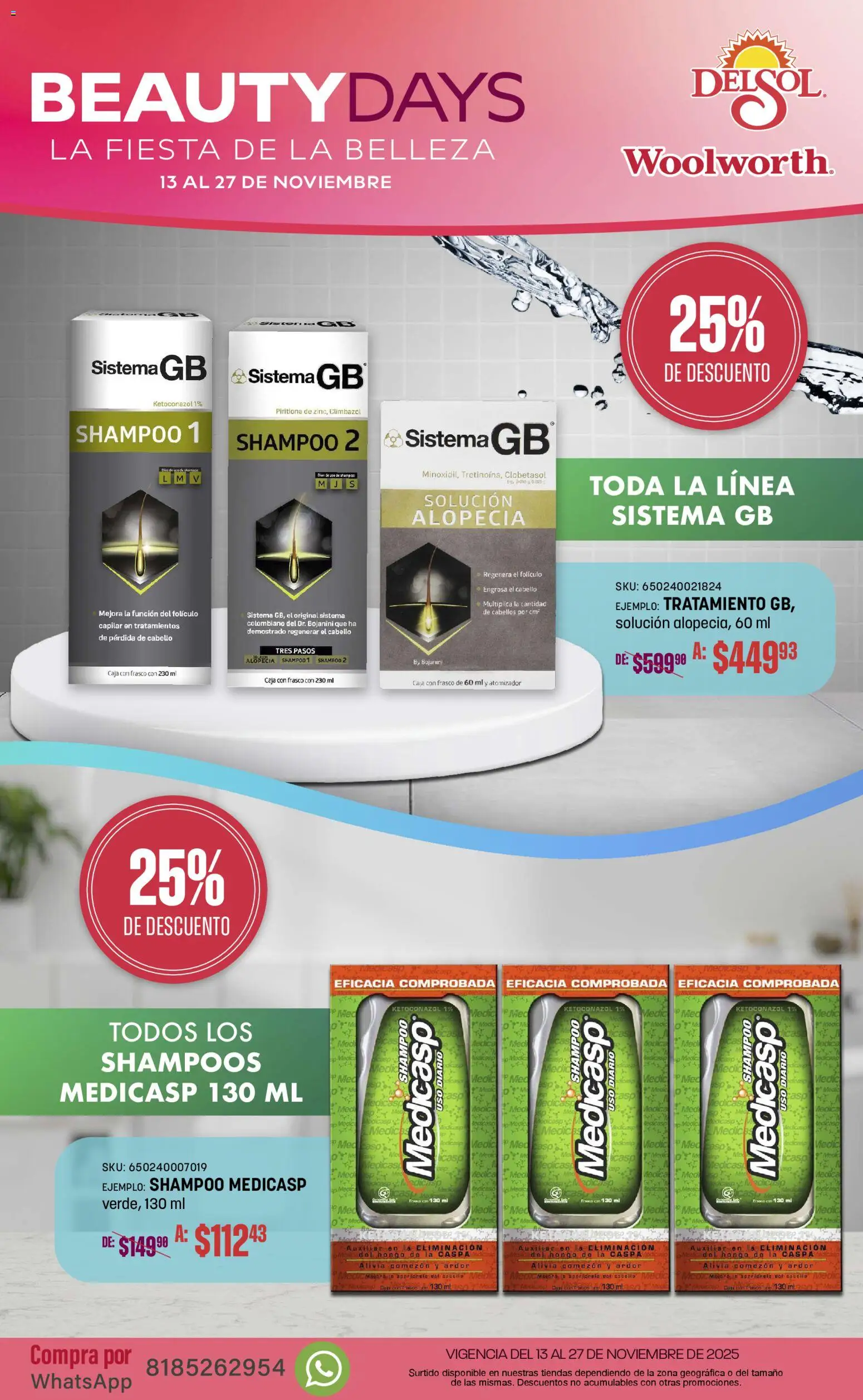 Nuevas ofertas de Del Sol y Woolworth válidas en toda la República Mexicana desde el 13.11.2025. ¡Encuentra las mejores ofertas en Del Sol y Woolworth catálogo Beauty Days! | Página: 4 | Productos: Frasco, Caja