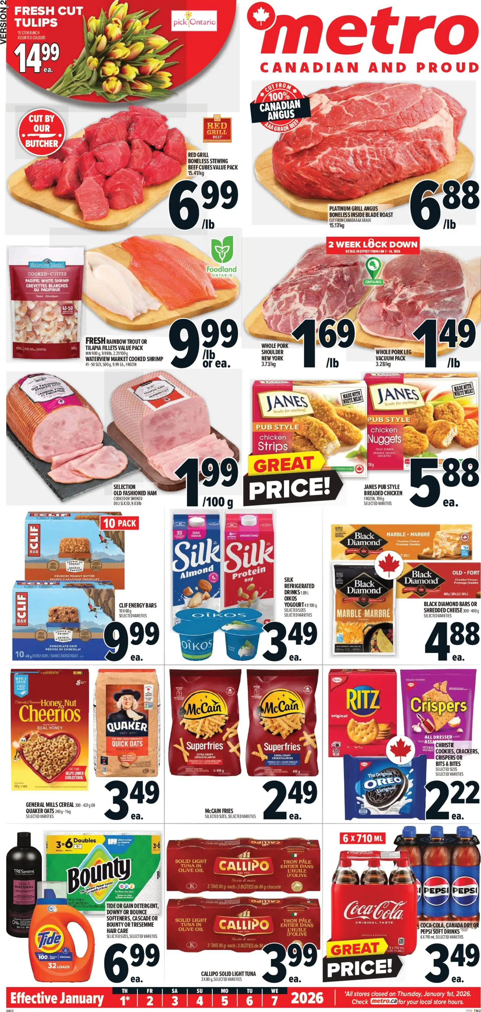 Metro flyer valid from 01.01.2026 | Page: 2 | Products: Butter, Oil, Ham, Pork