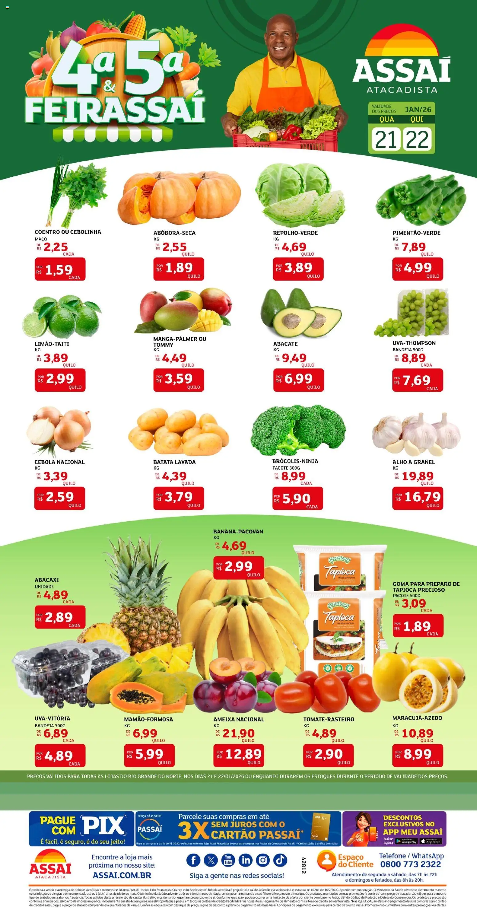Assaí Atacadista Folheto - válido de 21.01.2026 | Página: 1 | Produtos: Pneus, Base, Bandeja, Telefone