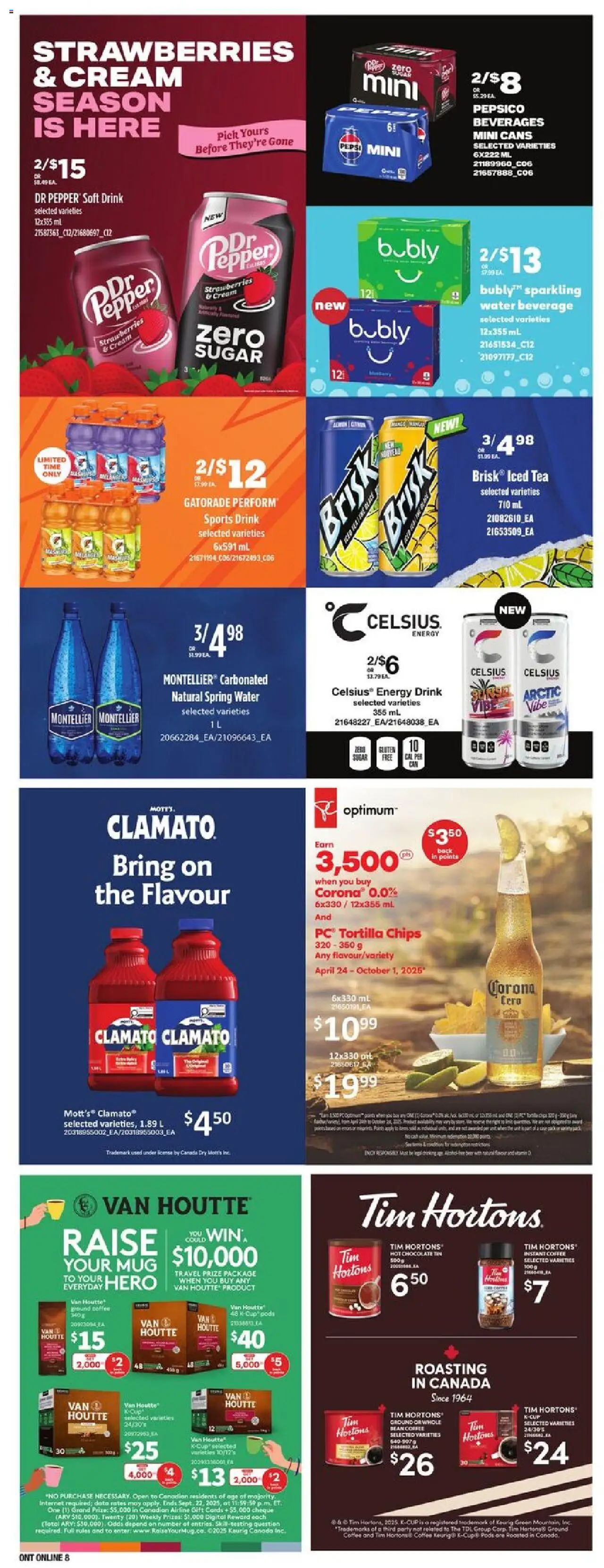 Loblaws flyer valid from 28.08.2025 | Page: 20 | Products: Tea, Strawberries, Chips, Cream
