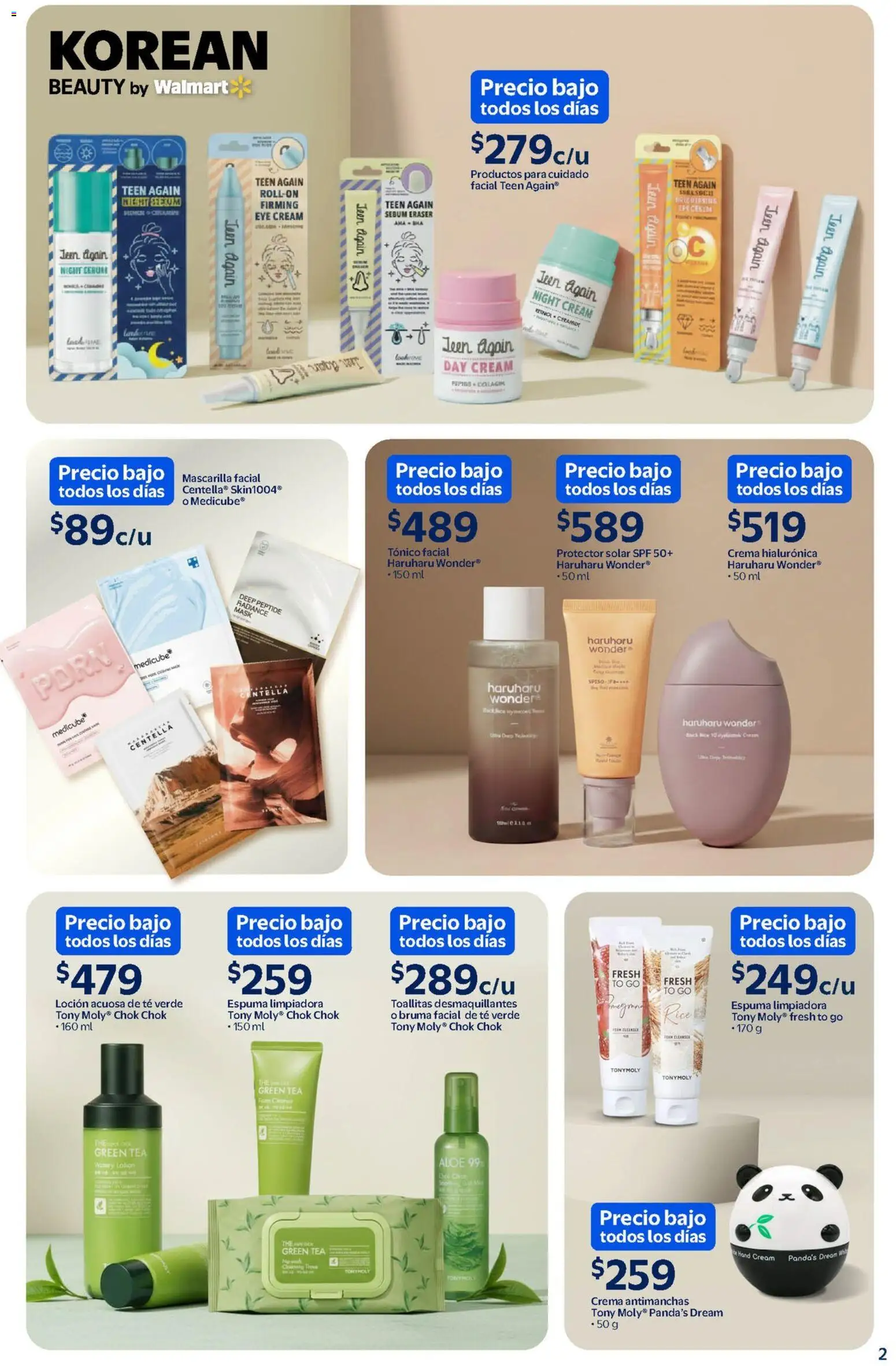 Nuevas ofertas de Walmart válidas en toda la República Mexicana desde el 27.02.2026. ¡Encuentra las mejores ofertas en Walmart folleto Precios bajos todos los días! | Página: 2 | Productos: Toallitas desmaquillantes, Bruma, Espuma, Mascarilla