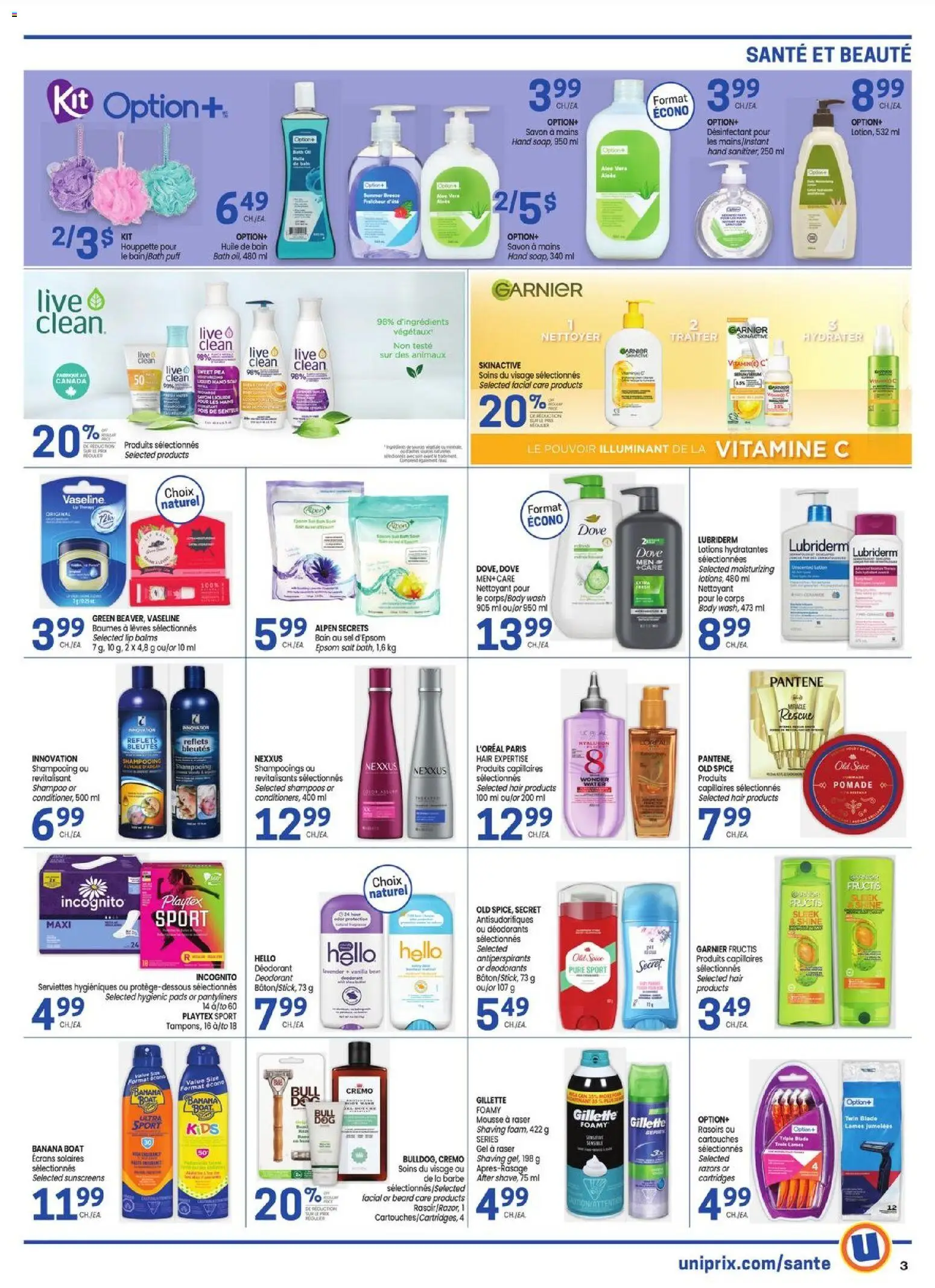Uniprix flyer valid from 25.12.2025 | Page: 3 | Products: Shampoo, Deodorant, Bath