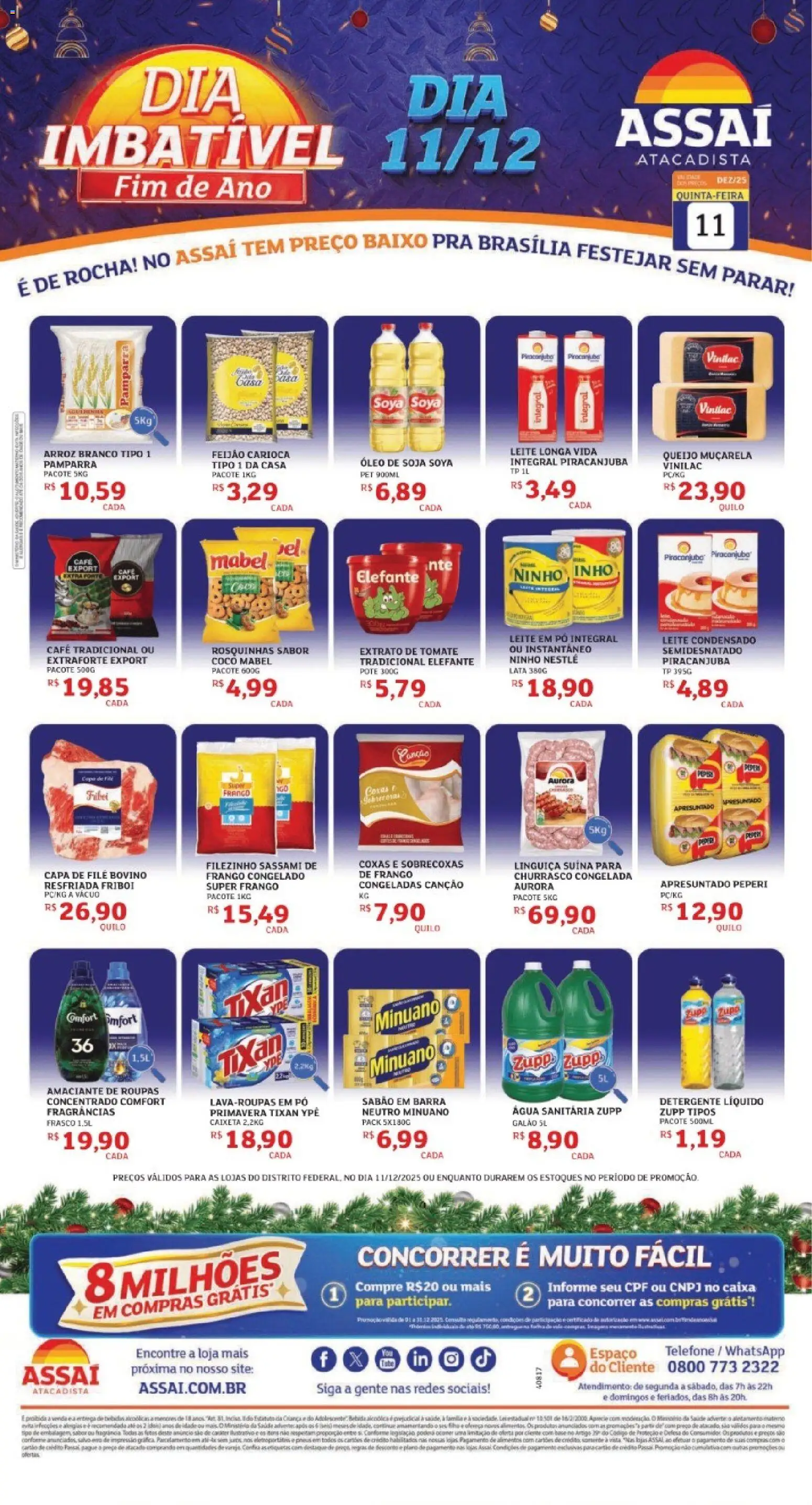 Assaí Atacadista Folheto - válido de 11.12.2025 | Página: 1 | Produtos: Queijo, Café, Telefone, Leite em pó