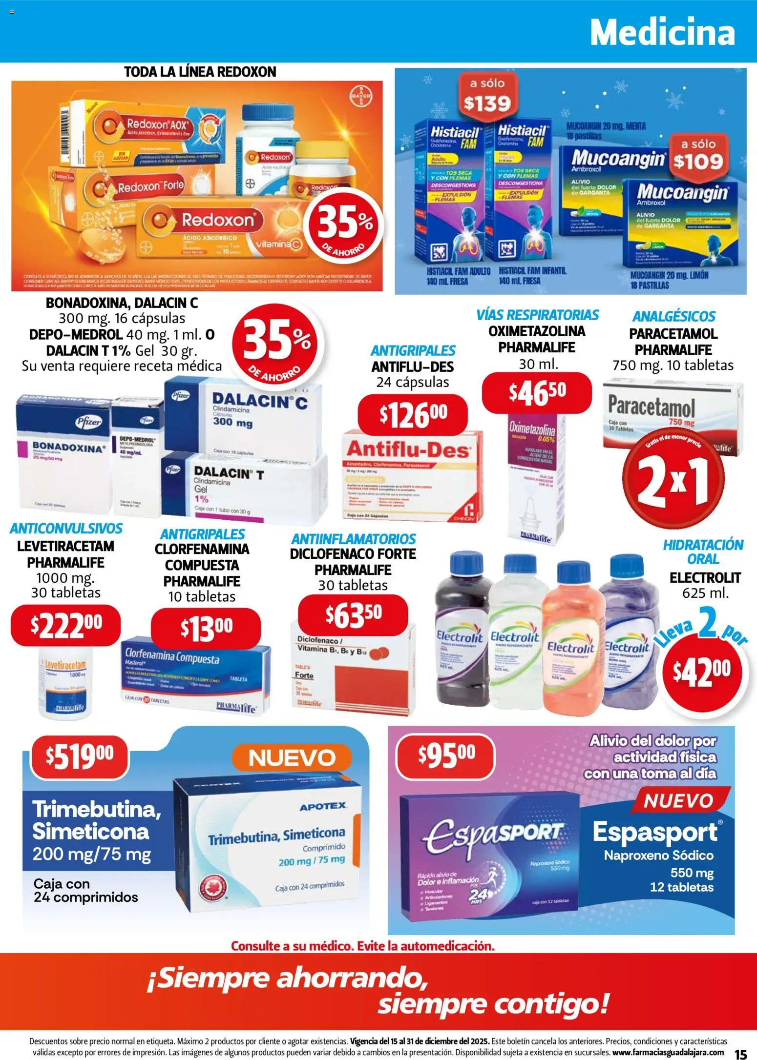 Nuevas ofertas de Farmacia Guadalajara válidas en toda la República Mexicana desde el 15.12.2025. ¡Encuentra las mejores ofertas en Farmacia Guadalajara catálogo! | Página: 15 | Productos: Fresa, Fuente, Limón, Caja