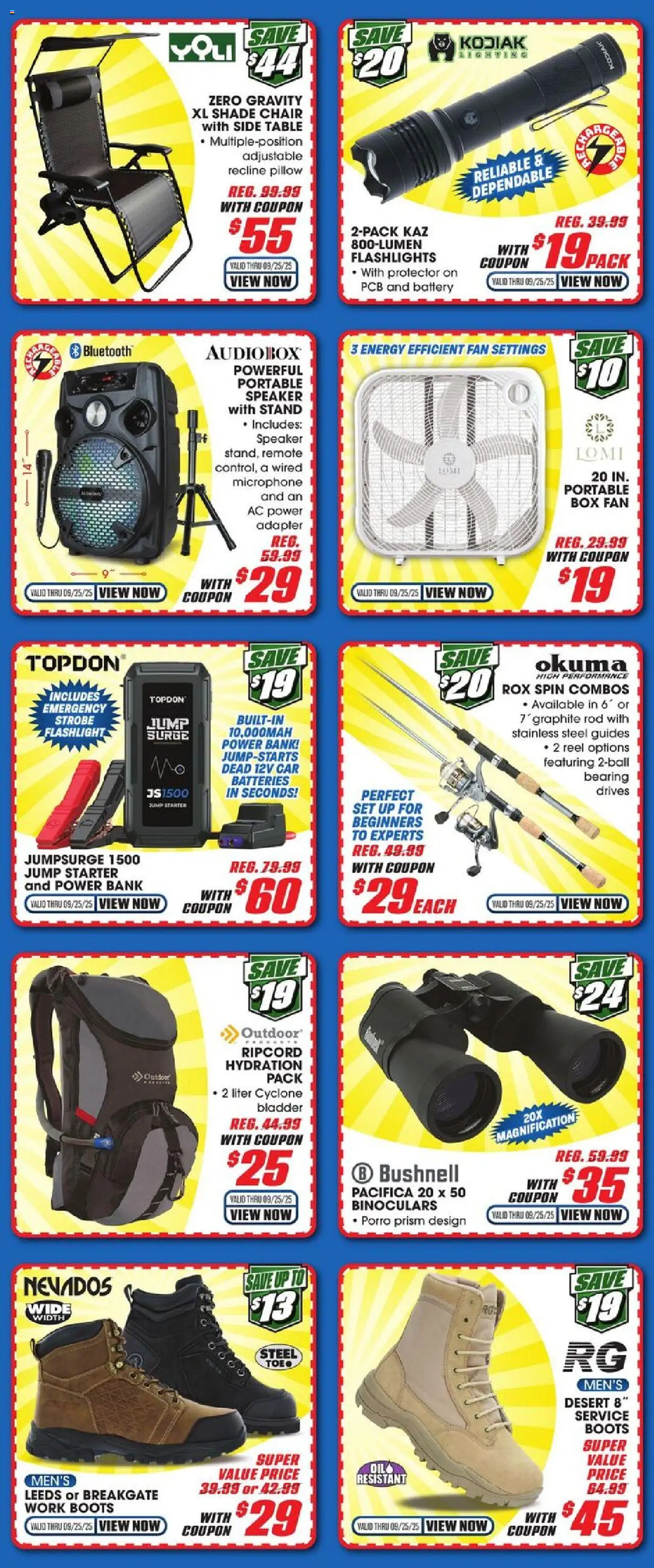 Big 5 Sporting Goods Weekly Ad - valid from 19.09.2025 | Page: 6 | Products: Chair, Boots, Power Bank, Adapter