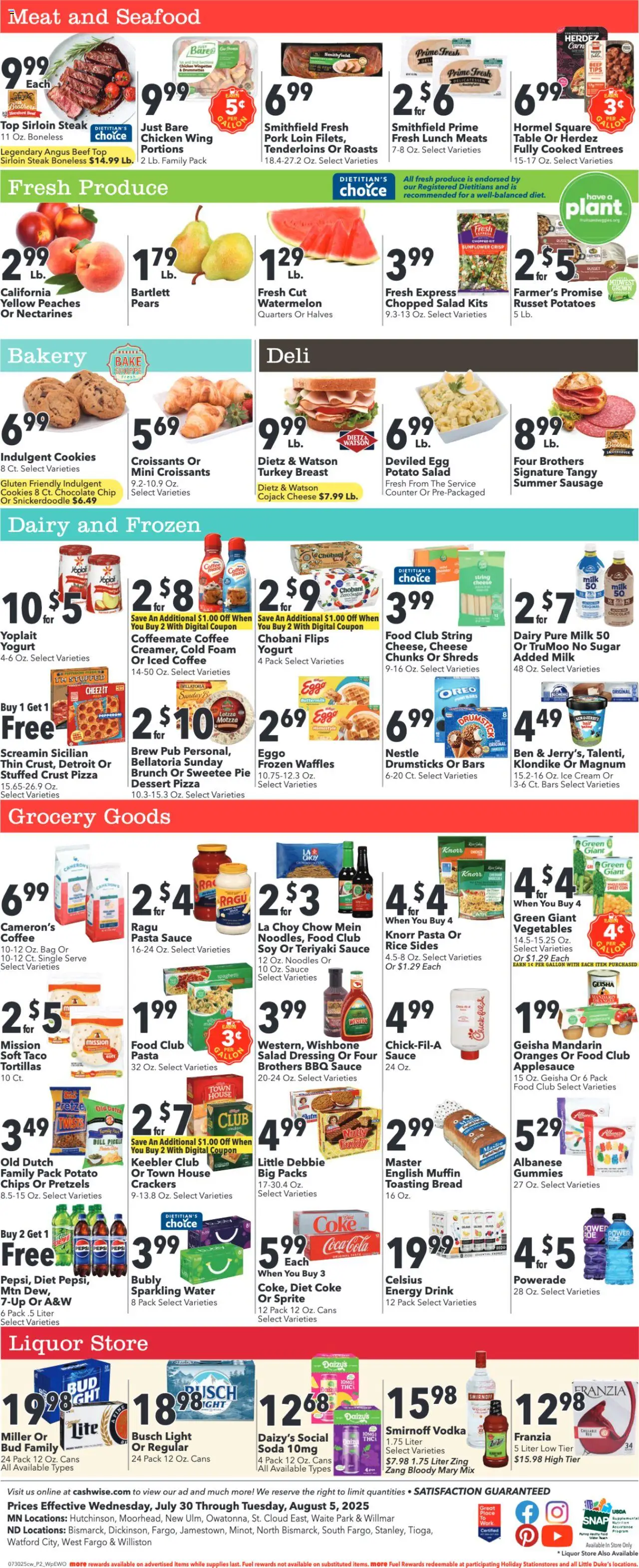 Cash Wise Weekly Ad - valid from 30.07.2025 | Page: 2 | Products: Table, Cookies, Salad, Watermelon