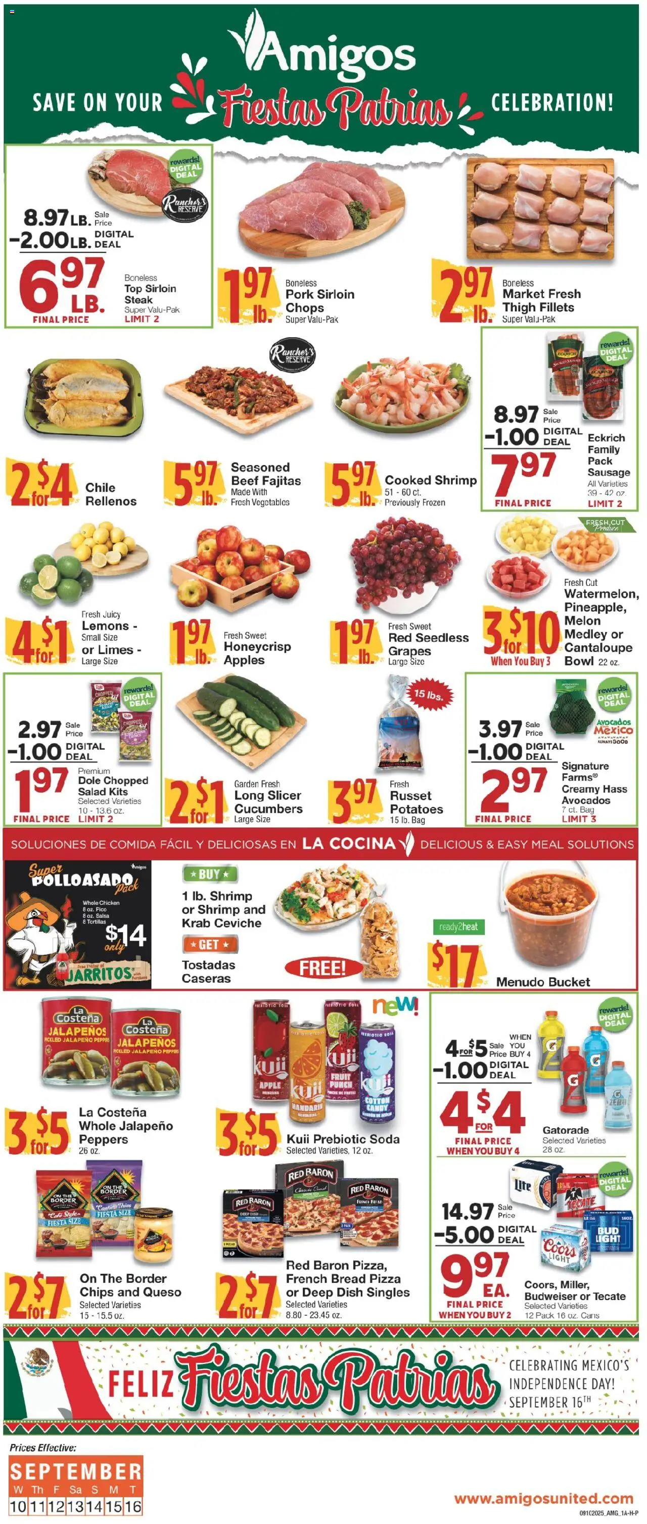 United Supermarkets Ad - valid from 09.09.2025 | Page: 1 | Products: Jalapeno peppers, Salad, Potatoes, Bag