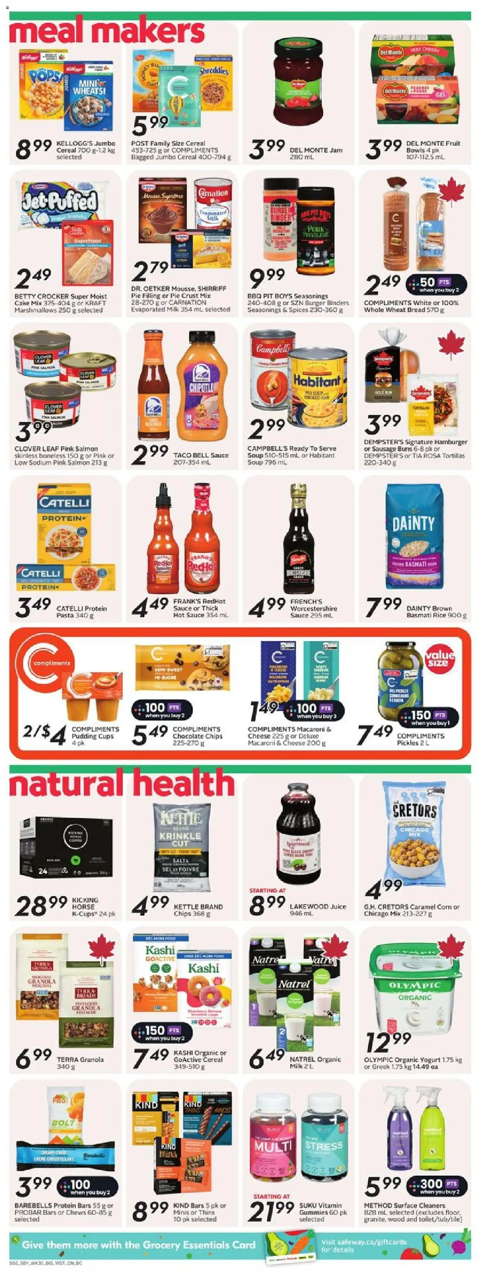Safeway flyer valid from 25.12.2025 | Page: 10 | Products: Chips, Yogurt, Bread, Juice