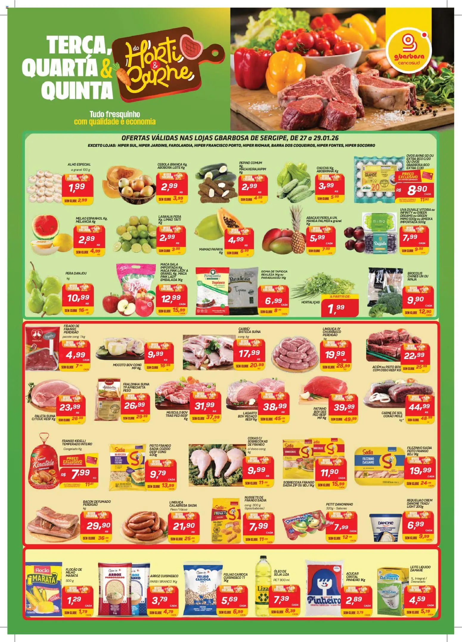 Gbarbosa Folheto - válido de 27.01.2026 | Página: 1 | Produtos: Melão, Cebola, Tapioca, Soja