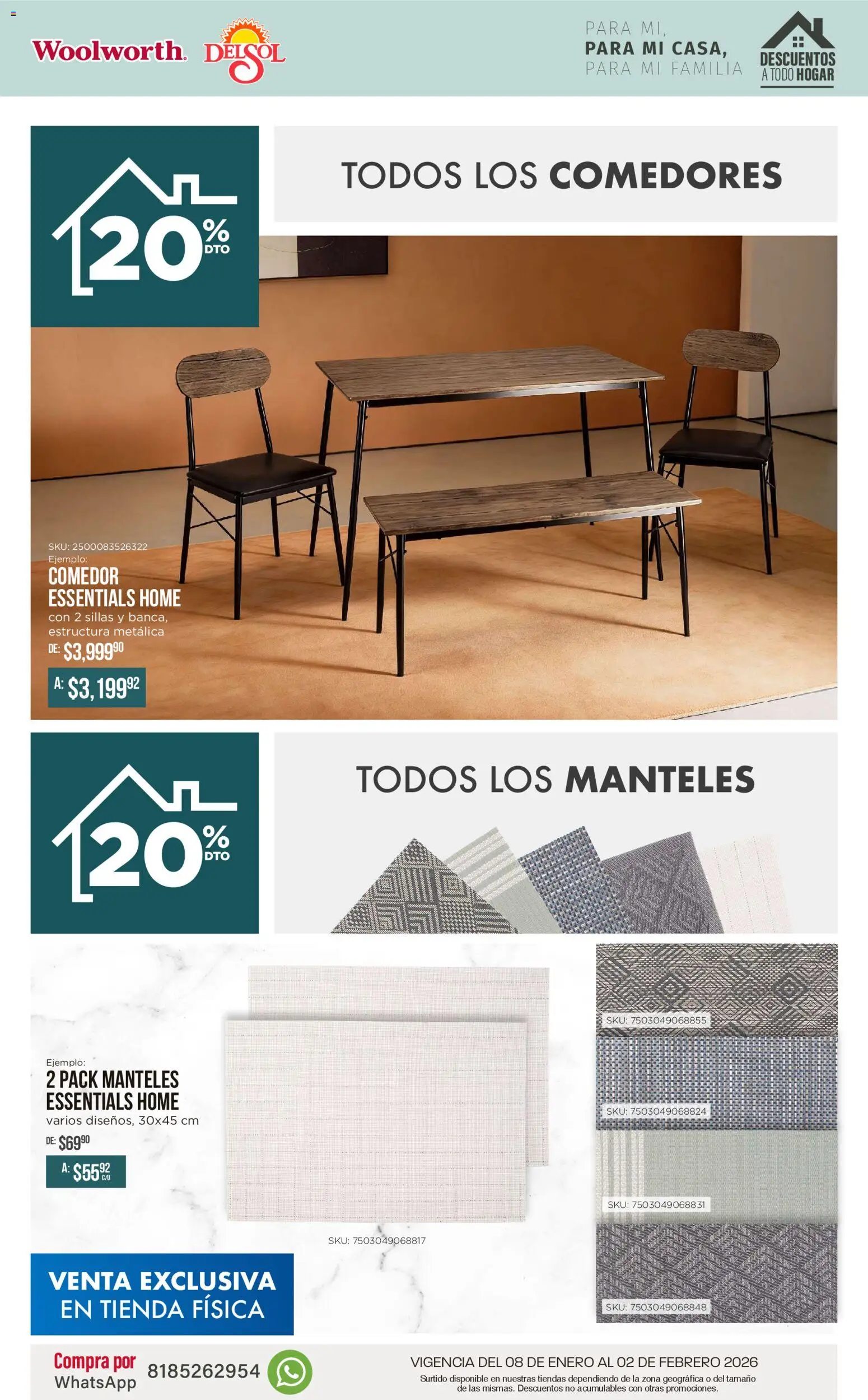 Nuevas ofertas de Del Sol y Woolworth válidas en toda la República Mexicana desde el 08.01.2026. ¡Encuentra las mejores ofertas en Del Sol y Woolworth catálogo Para mí, para mi casa, para mi familia! | Página: 16