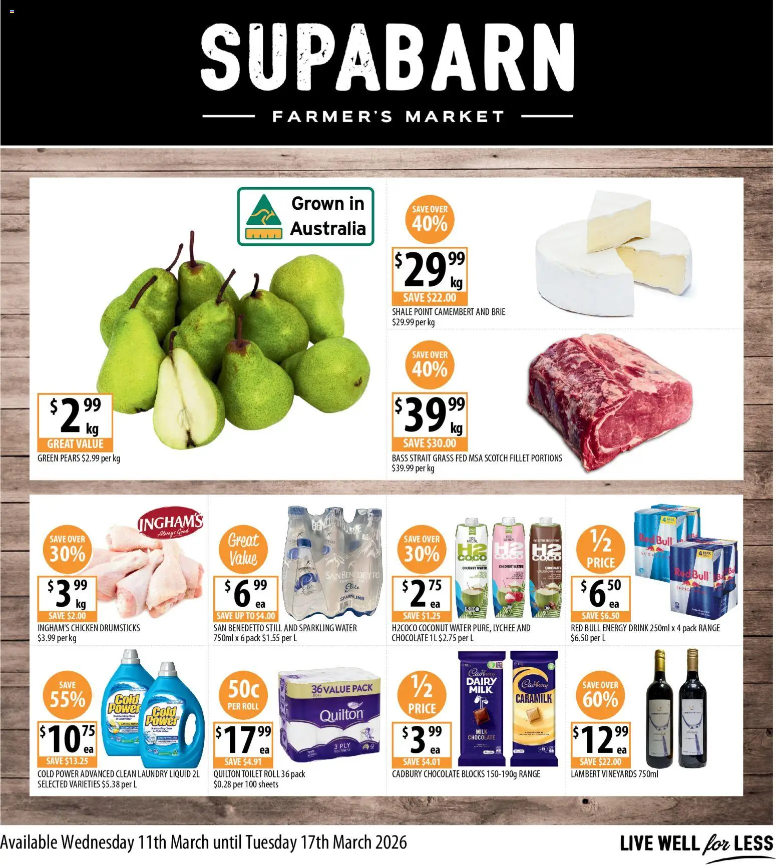 Supabarn catalogue - valid from 11.03.2026 | Page: 1 | Products: Grass, Energy drink, Chocolate, Water