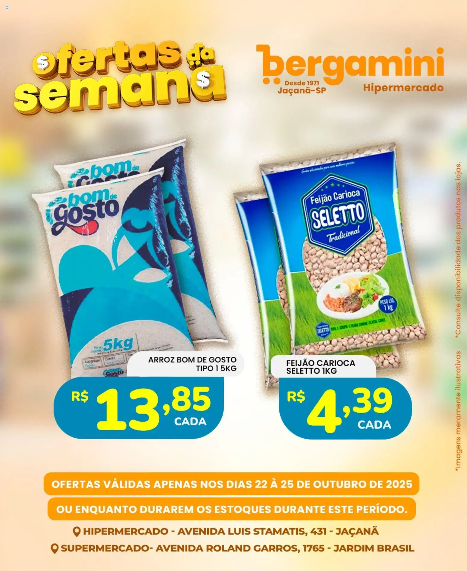 Supermercado Bergamini Folheto - válido de 22.10.2025 | Página: 3 | Produtos: Feijão, Arroz