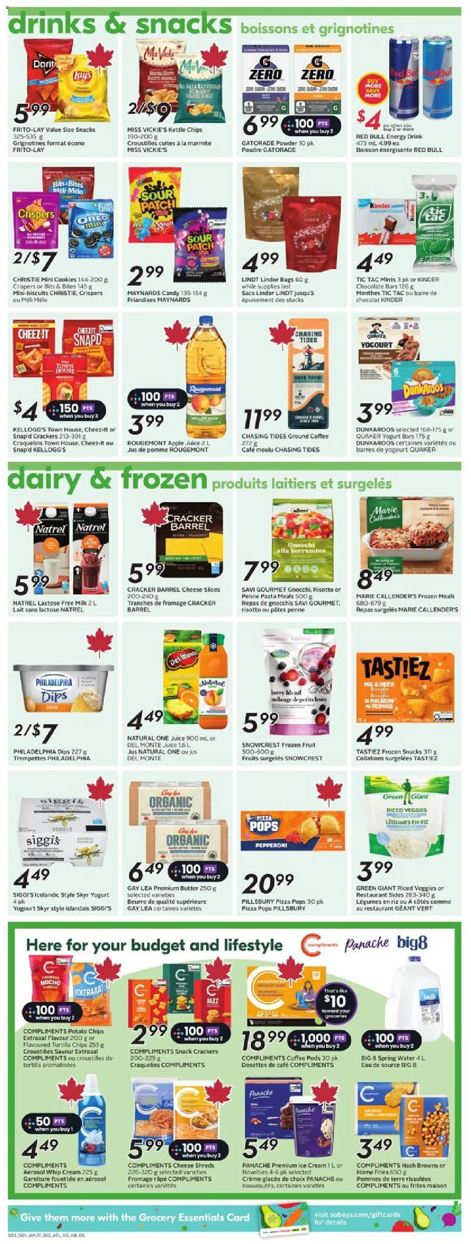 Sobeys flyer valid from 08.01.2026 | Page: 11 | Products: Pasta, Cream, Milk, Coffee