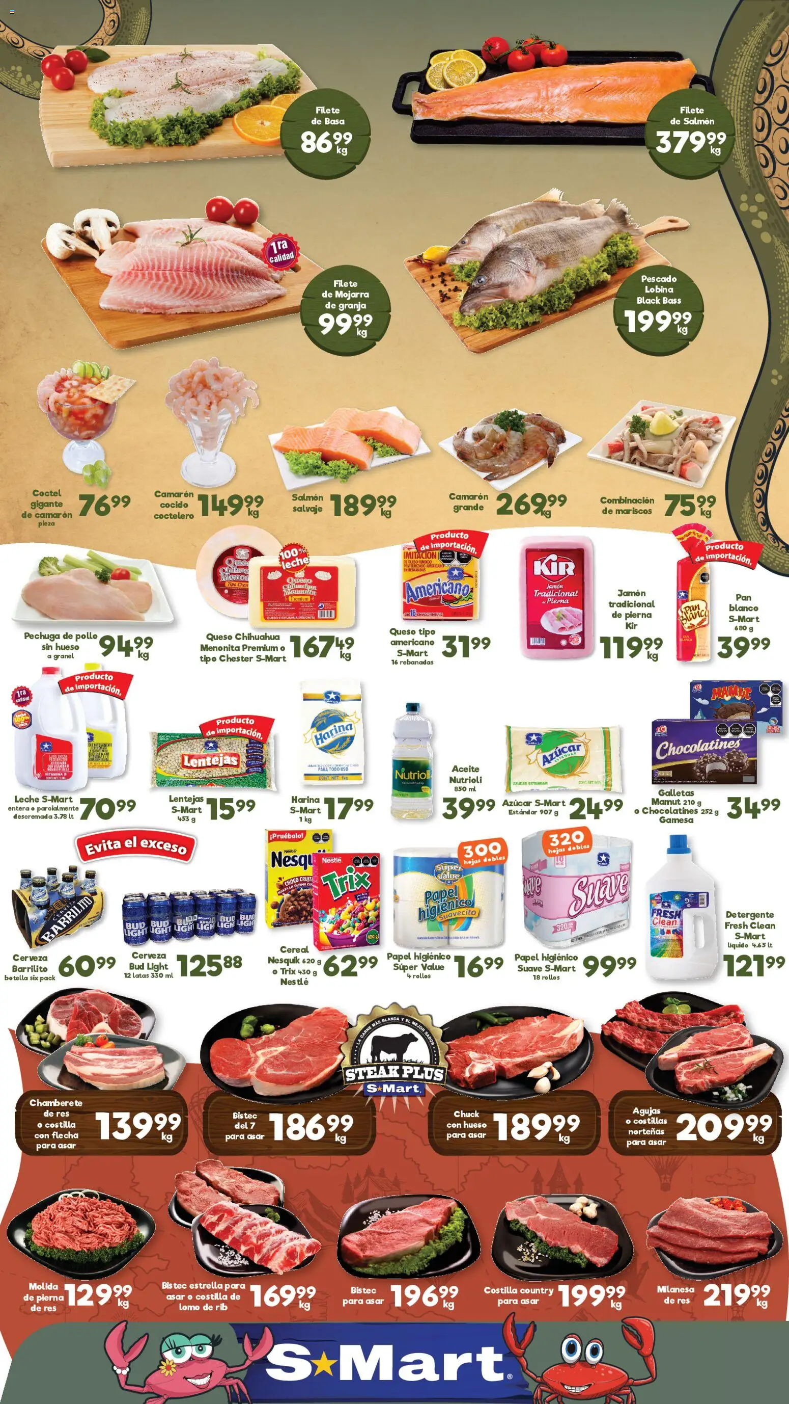 Nuevas ofertas de S-Mart válidas en toda la República Mexicana desde el 06.03.2026. ¡Encuentra las mejores ofertas en S-Mart folleto Nuevo Laredo! | Página: 1 | Productos: Azúcar, Aceite, Jamón, Té