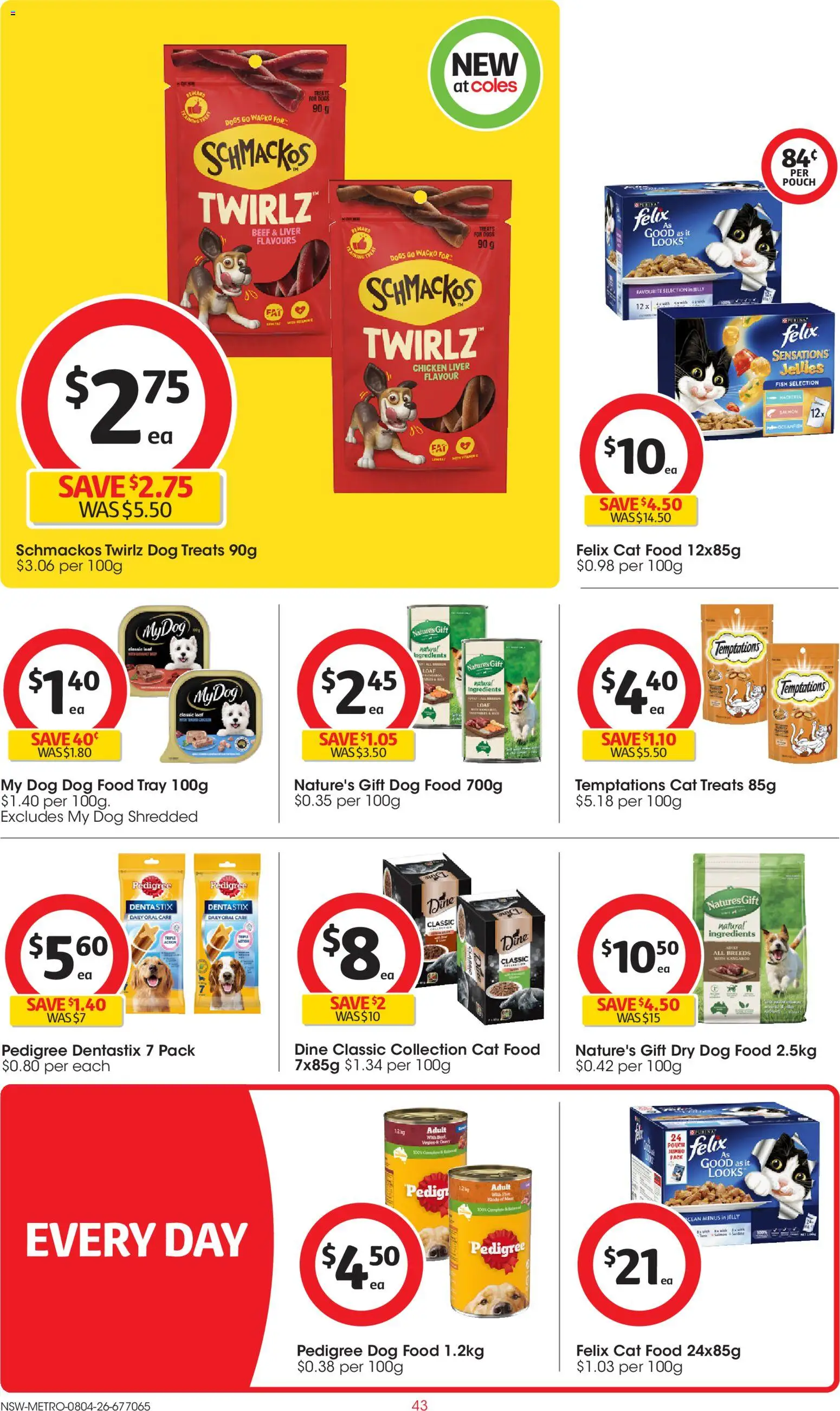 Coles catalogue - valid from 08.04.2026 | Page: 43 | Products: Chicken, Fish, Dog food, Salmon