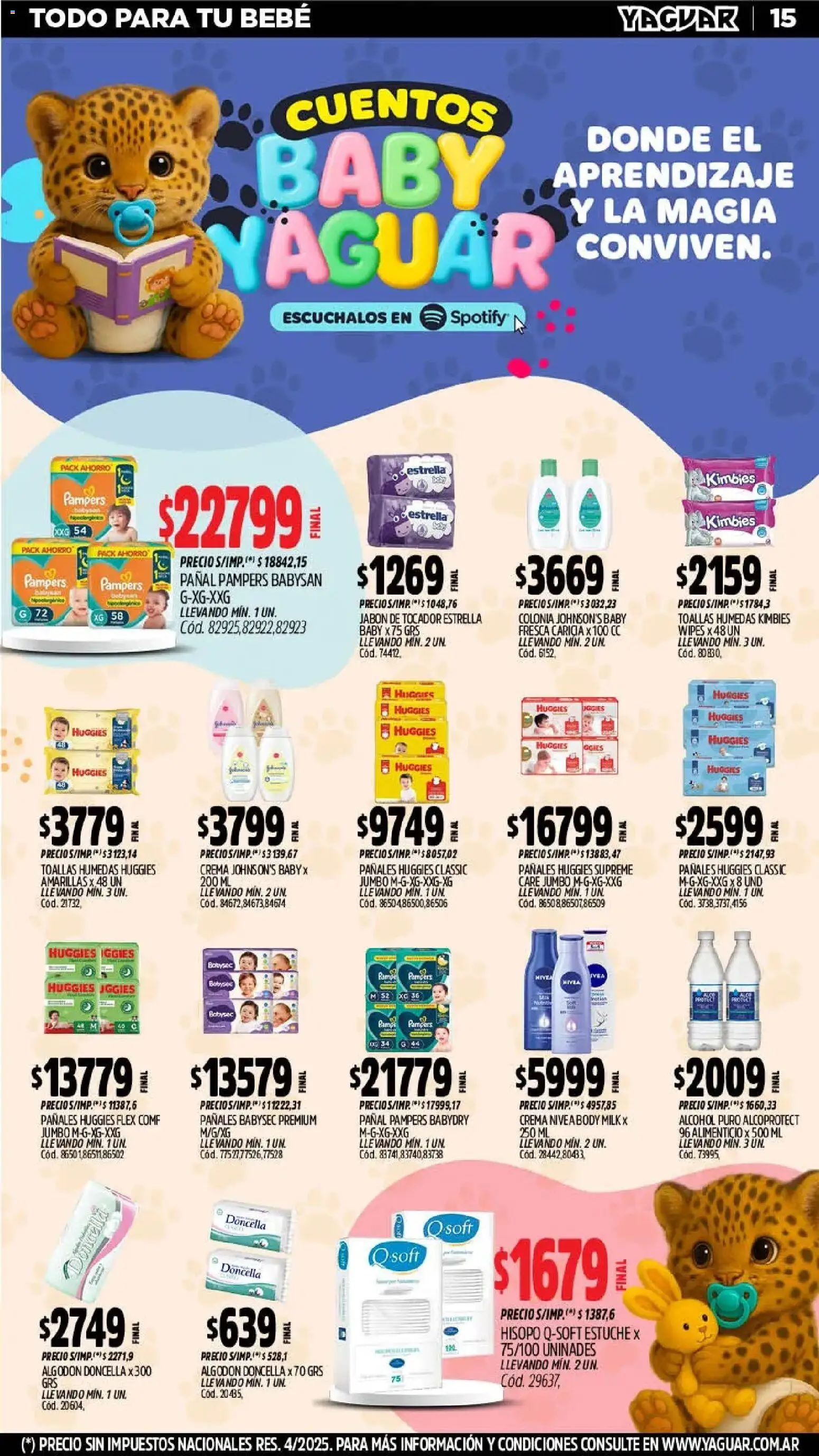 Yaguar - Oferta Semanal Salta │ válido desde el 16.02.2026 | Página: 14 | Productos: Algodón, Estuche, Pañales, Crema