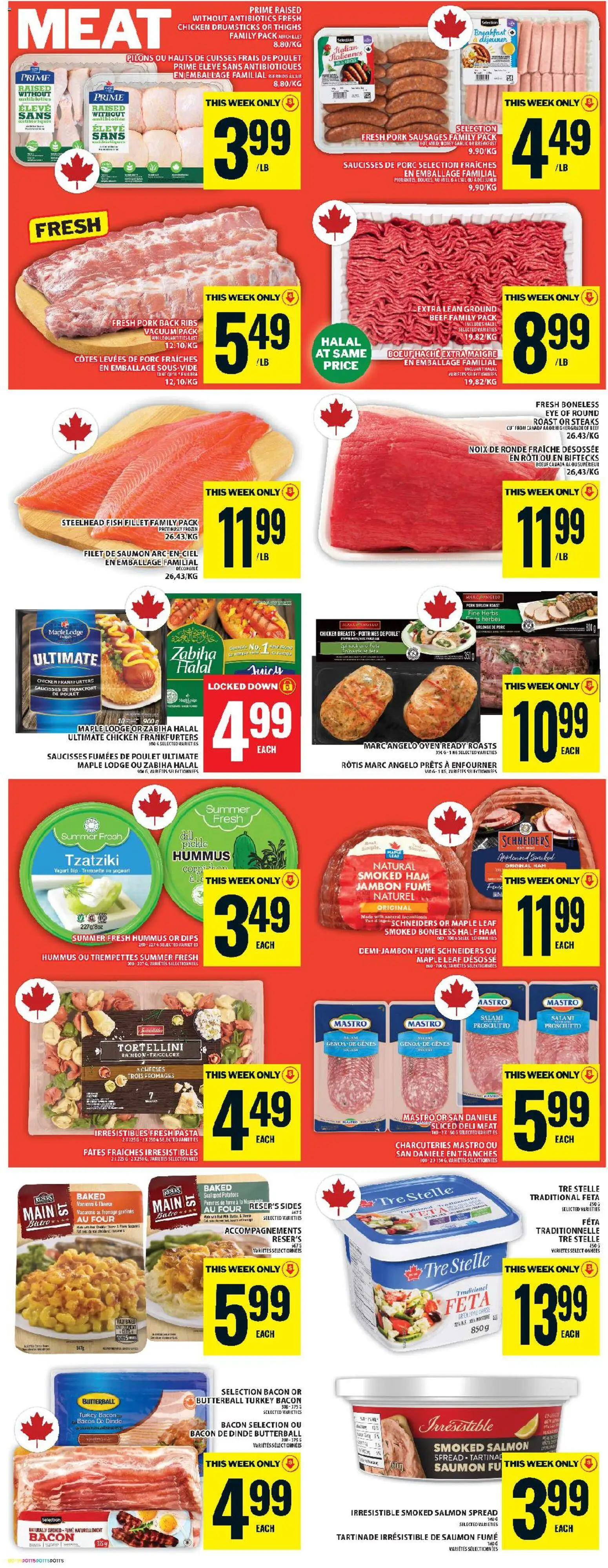 Food Basics flyer valid from 23.10.2025 | Page: 8 | Products: Turkey, Cheese, Yogurt, Pork