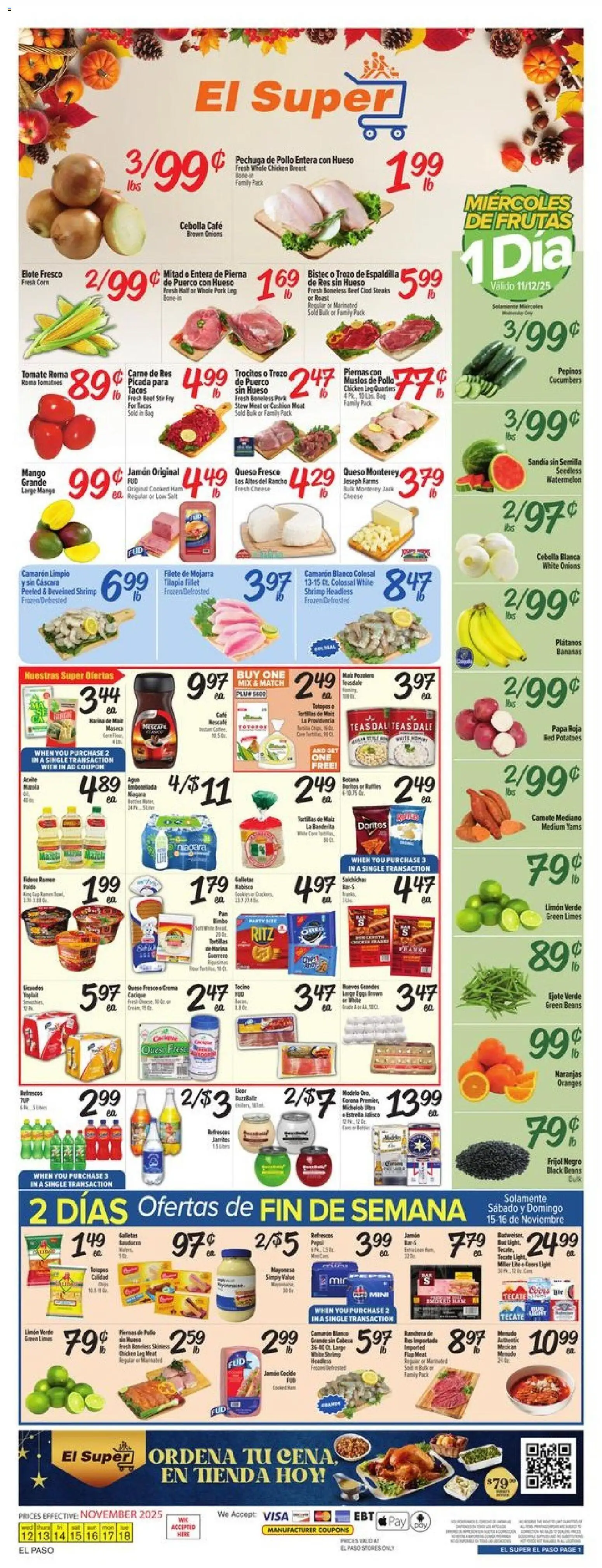 El Super Weekly Ad - TX - valid from 12.11.2025 | Page: 1 | Products: Oranges, Bananas, Cushion, Watermelon