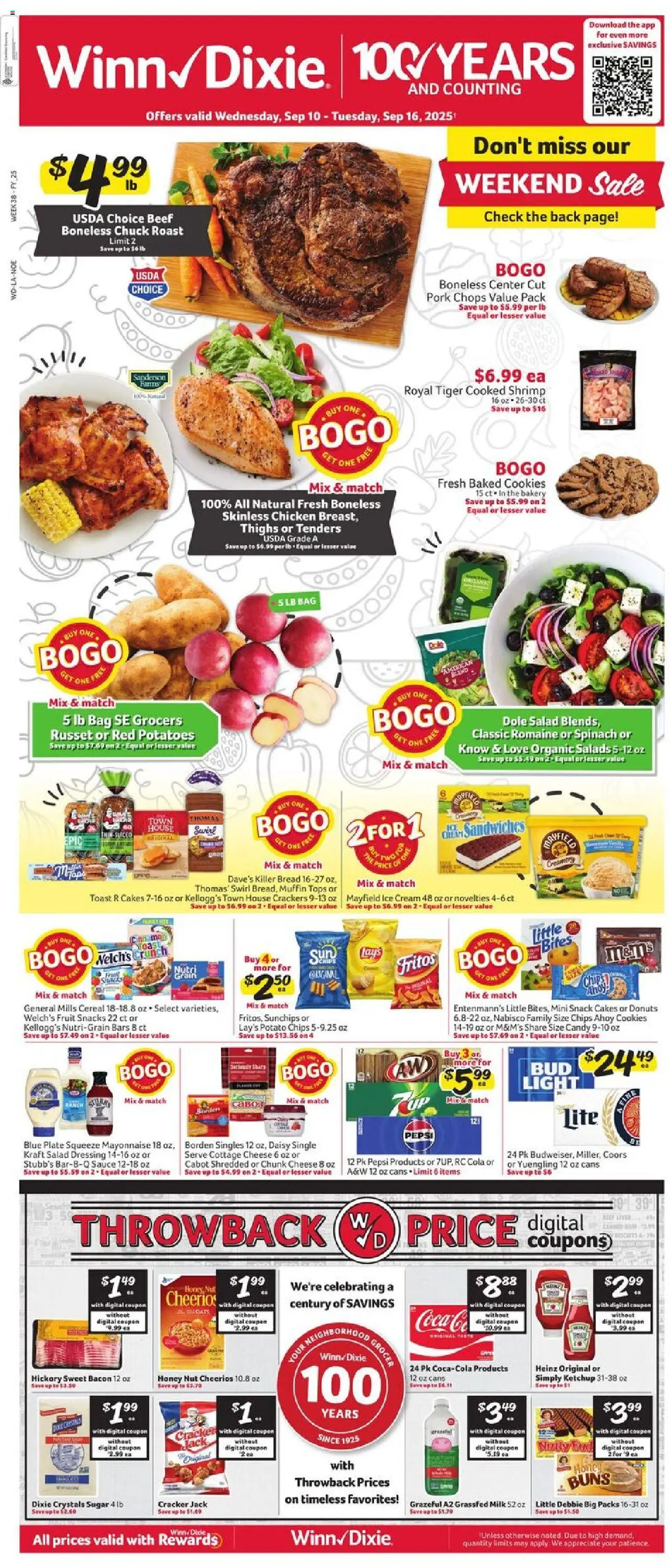 Winn Dixie Weekly Circular - LA - valid from 10.09.2025 | Page: 1 | Products: Milk, Pork, Beef, Sugar