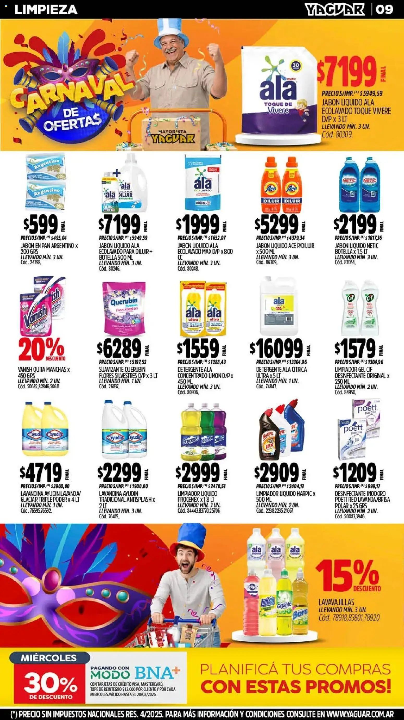 Yaguar - Oferta Semanal Chaco │ válido desde el 09.02.2026 | Página: 9 | Productos: Botella, Inodoro, Suavizante, Limpiador