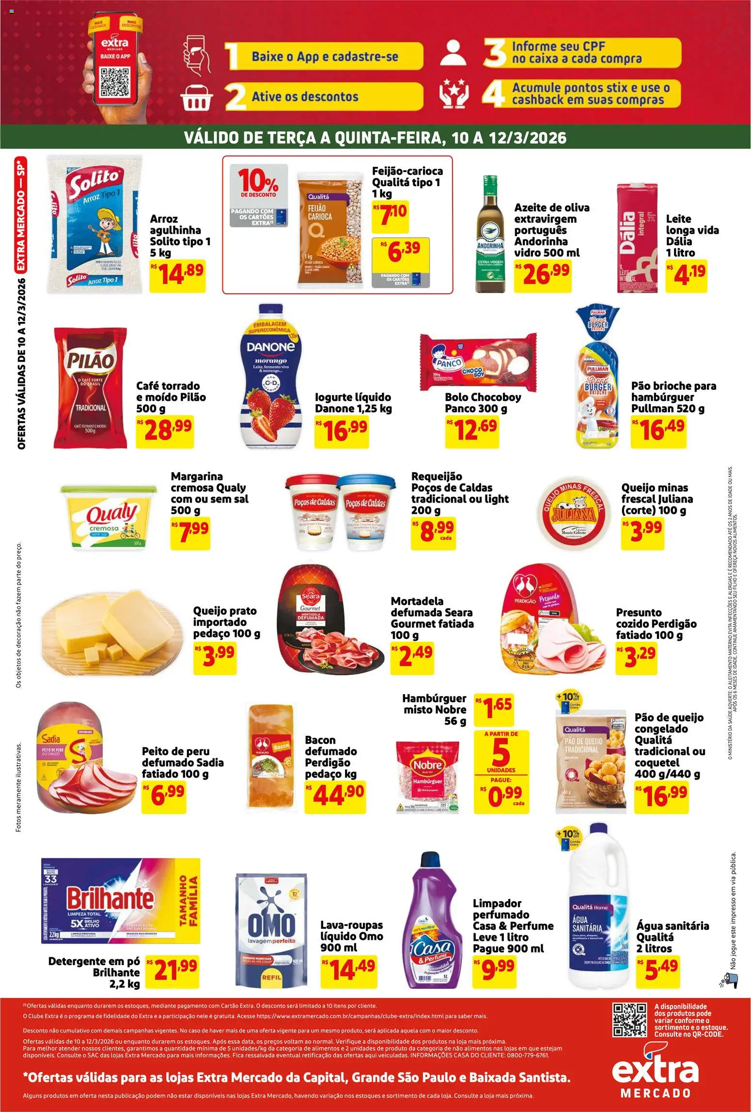 Extra Folheto - válido de 10.03.2026 | Página: 2 | Produtos: Detergente, Caixa, Presunto, Mortadela