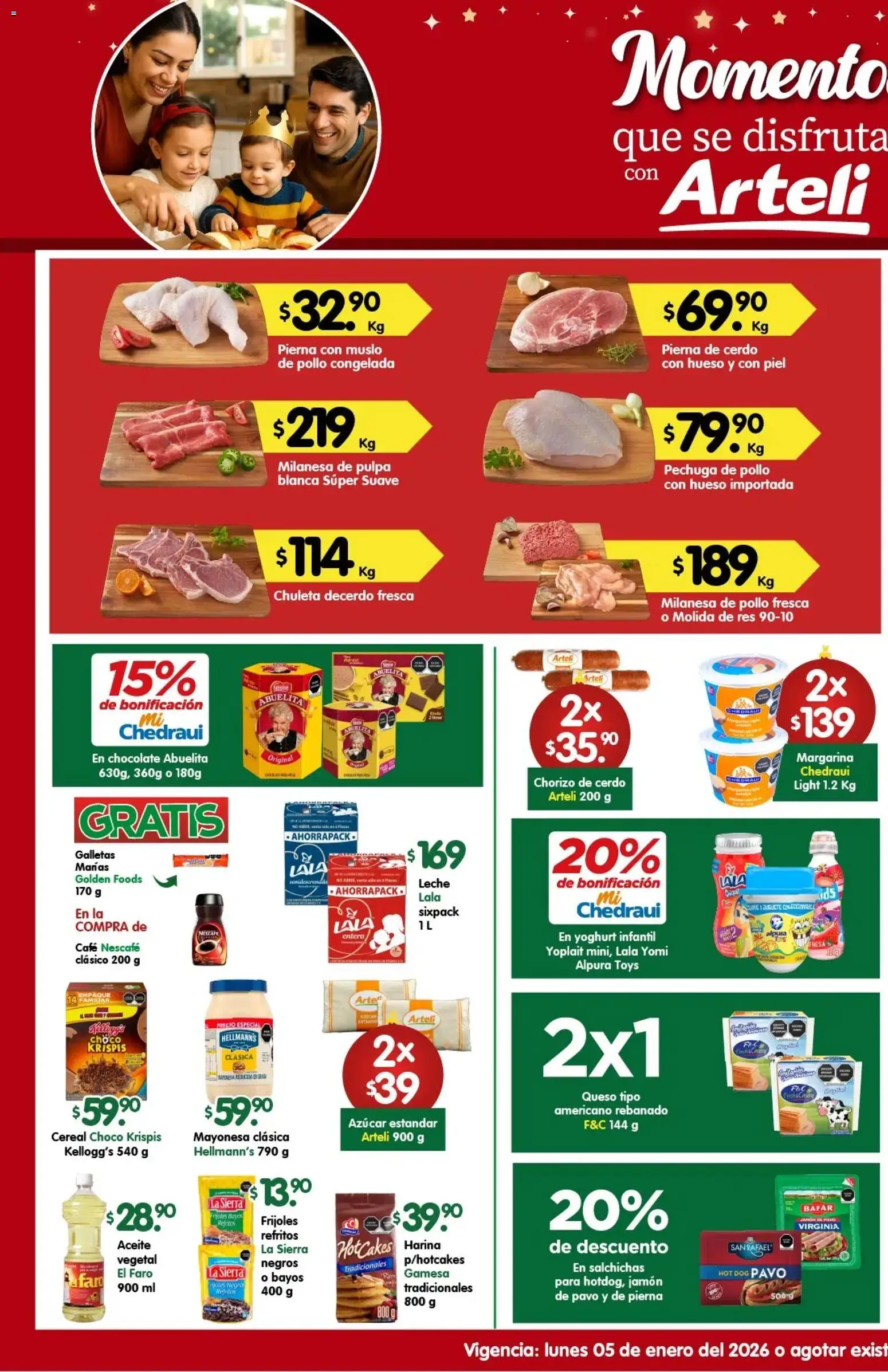 Nuevas ofertas de Arteli válidas en toda la República Mexicana desde el 05.01.2026. ¡Encuentra las mejores ofertas en Arteli folleto Express! | Página: 1 | Productos: Harina, Azúcar, Jamón, Margarina