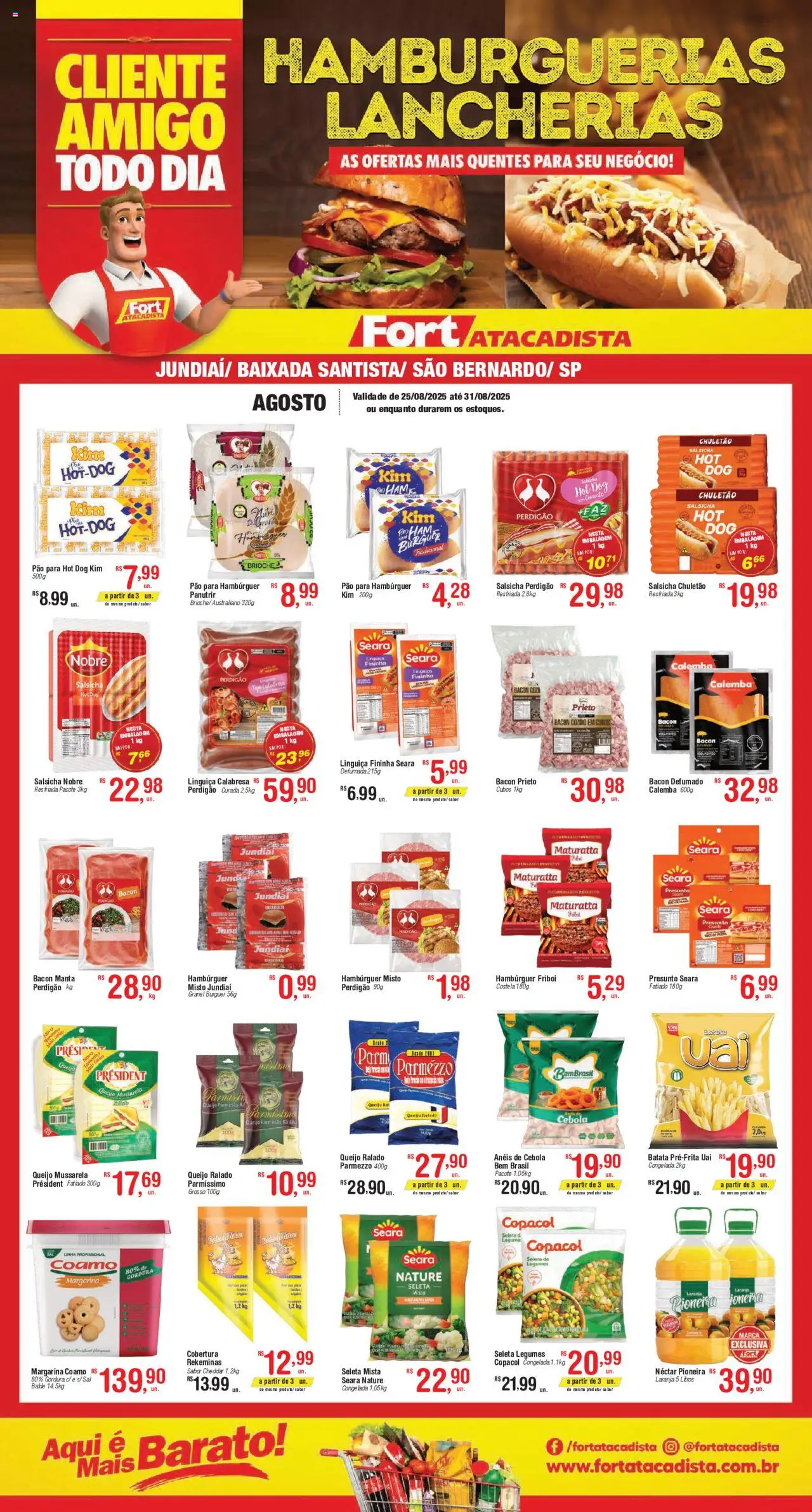 Fort Atacadista Folheto - válido de 25.08.2025 | Página: 1 | Produtos: Cebola, Pó, Salsicha, Presunto