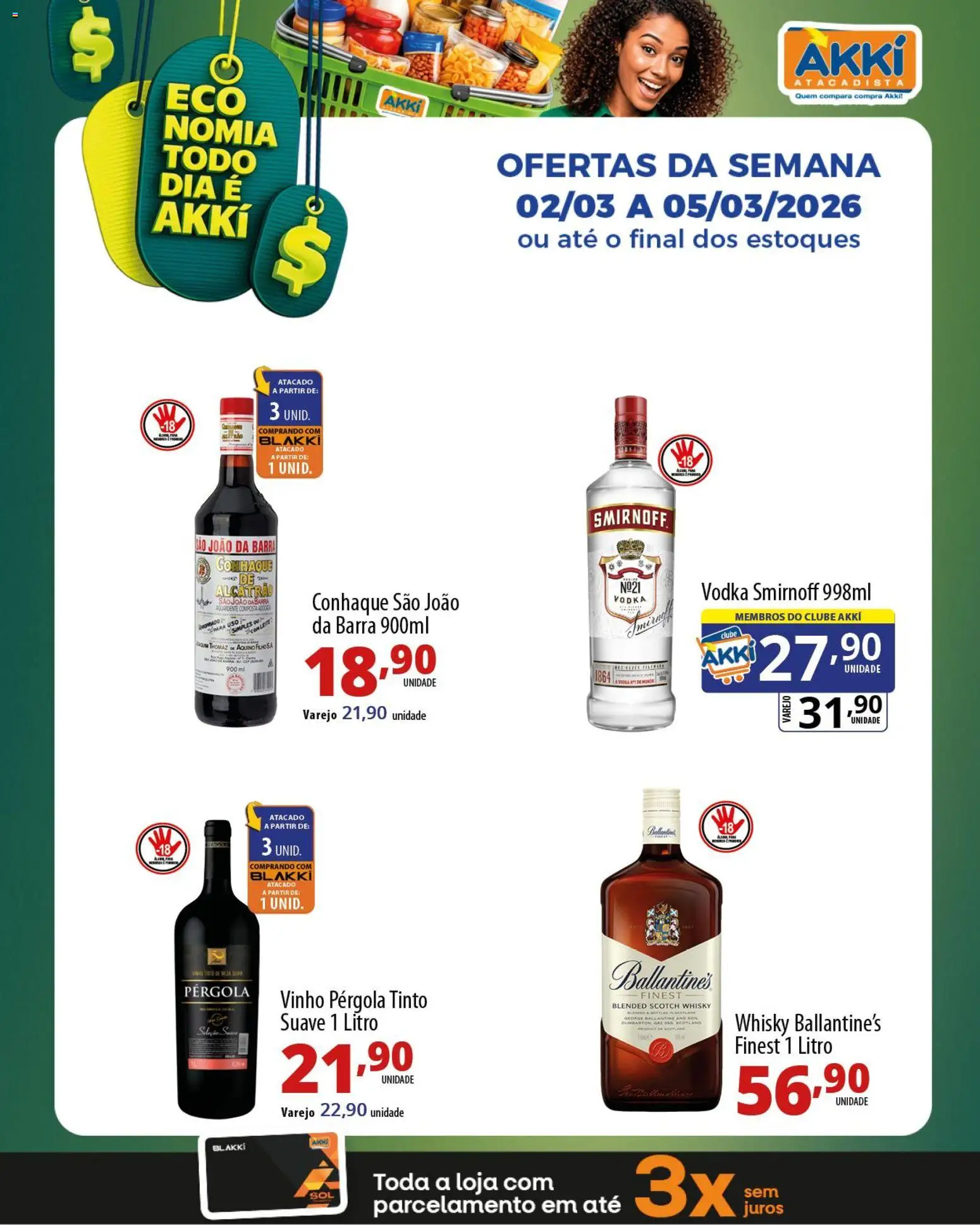 Akki Atacadista Folheto - válido de 02.03.2026 | Página: 7 | Produtos: Whisky, Conhaque, Vinho, Vodka