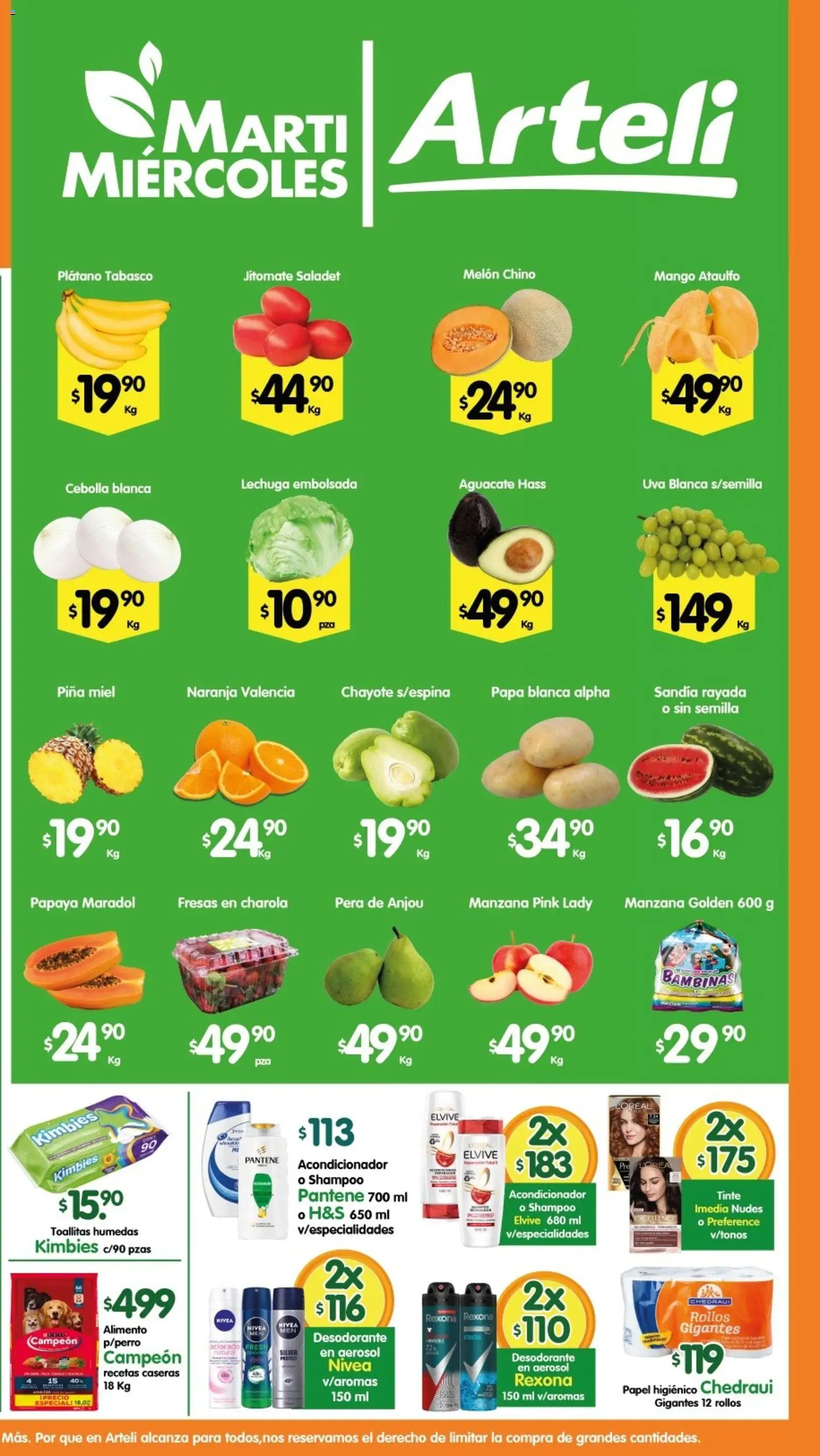 Nuevas ofertas de Arteli válidas en toda la República Mexicana desde el 07.04.2026. ¡Encuentra las mejores ofertas en Arteli folleto! | Página: 2 | Productos: Plátano, Sandía, Lechuga, Fresas