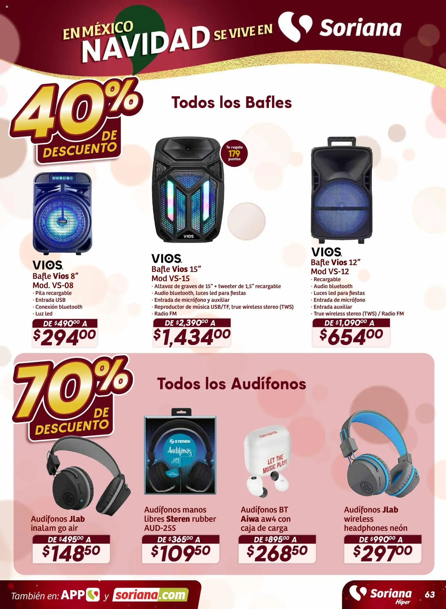 Nuevas ofertas de Soriana válidas en toda la República Mexicana desde el 27.11.2025. ¡Encuentra las mejores ofertas en Soriana - Preciazazaso Híper: Ags, Col, Gto, Jal, Mich! | Página: 64 | Productos: Reproductor, Micrófono, Pila, Caja