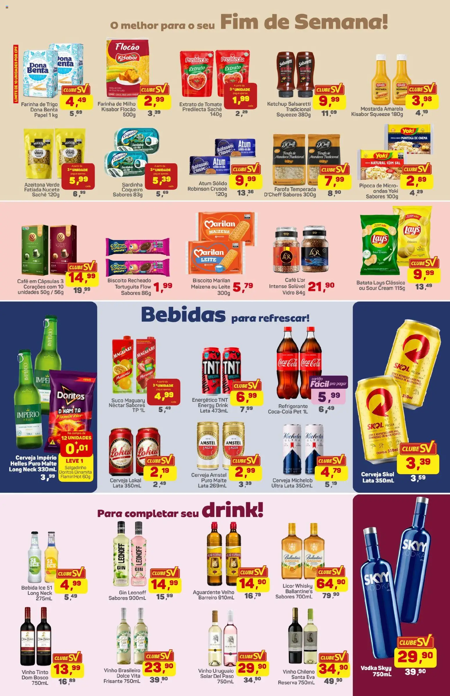 Supermercados São Vicente Folheto - válido de 17.04.2026 | Página: 3 | Produtos: Licor, Leite, Batata, Farofa