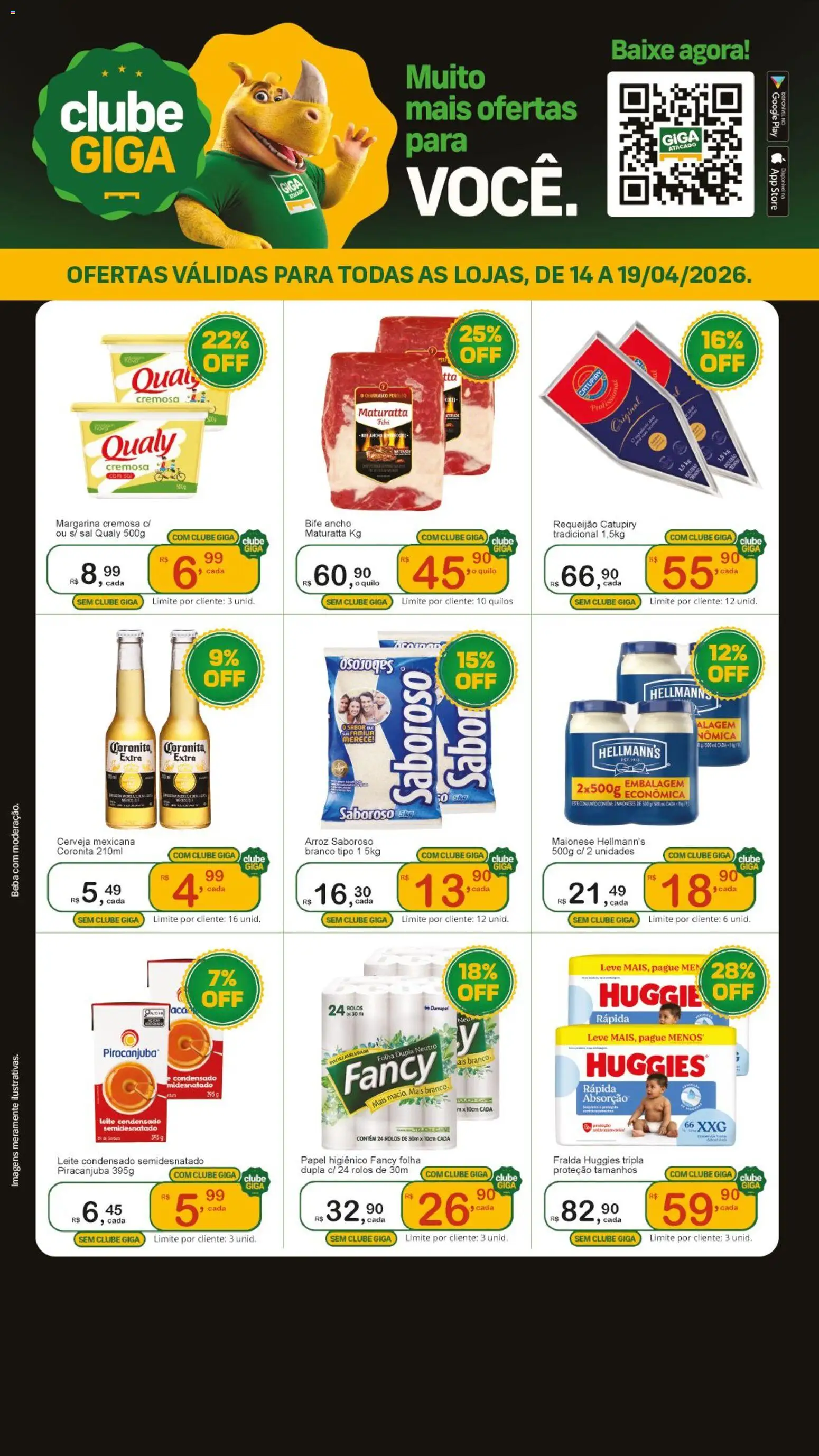 GIGA Atacado Folheto - válido de 14.04.2026 | Página: 1 | Produtos: Cerveja, Arroz, Maionese, Margarina
