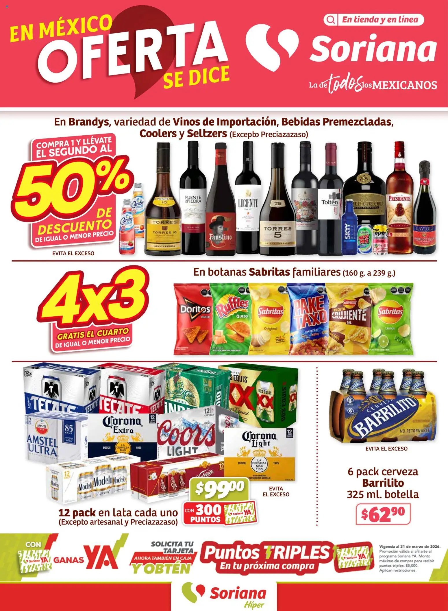 Nuevas ofertas de Soriana válidas en toda la República Mexicana desde el 19.02.2026. ¡Encuentra las mejores ofertas en Soriana - Fin de Semana Híper: Ags, Nay, Jal, Qro, Col, Mich, Gto, Hgo, Tlax, Mor, Pue, Gro, Oax, Edo. de Mex, Valle de México, Za! | Página: 1 | Productos: Limón, Cerveza, Botella, Caja