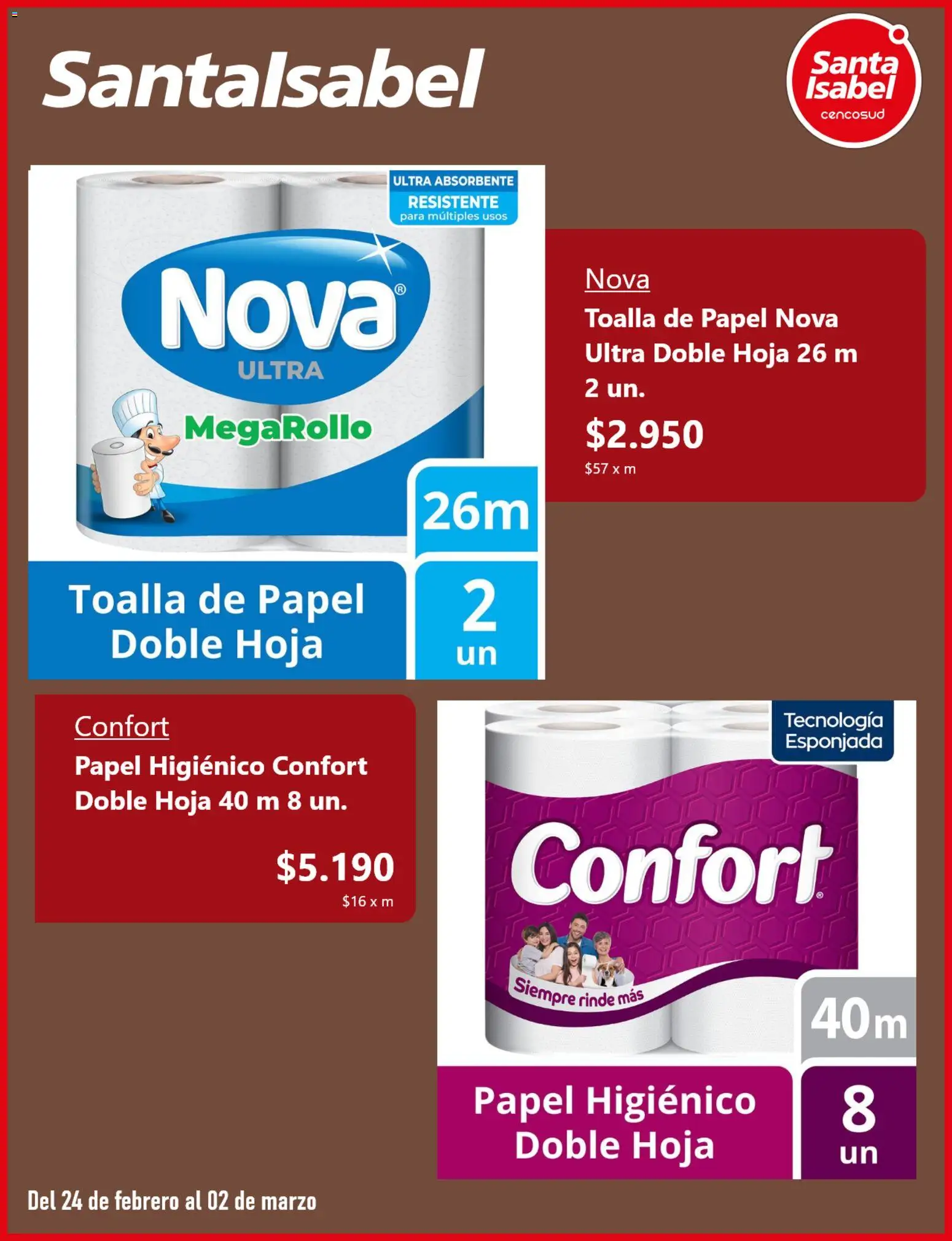 Santa Isabel ofertas  │ válido desde el 24.02.2026 | Página: 4 | Productos: Toalla, Papel higiénico