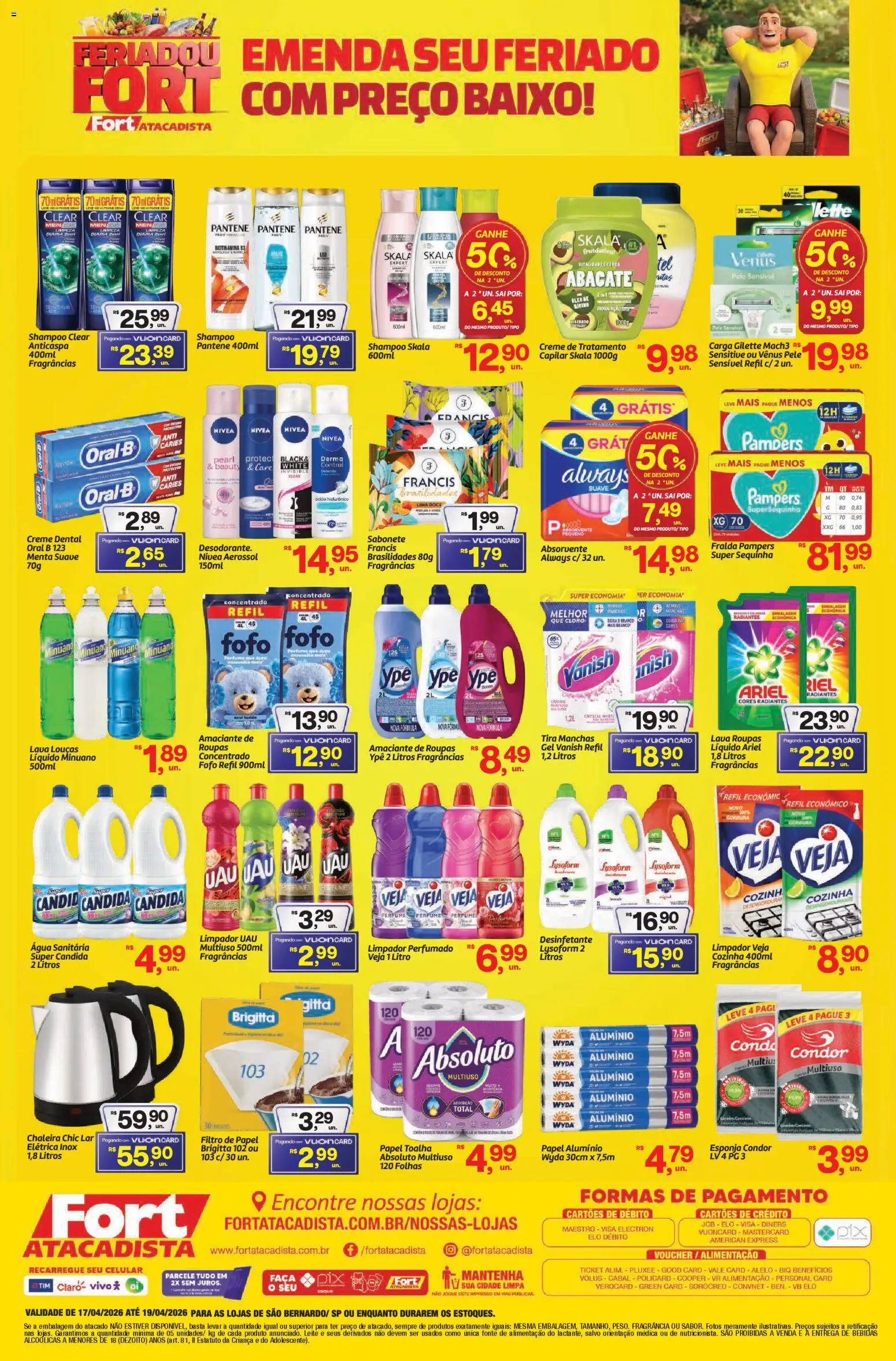Fort Atacadista Folheto - válido de 17.04.2026 | Página: 4 | Produtos: Cloro, Saquê, Creme dental, Absorvente