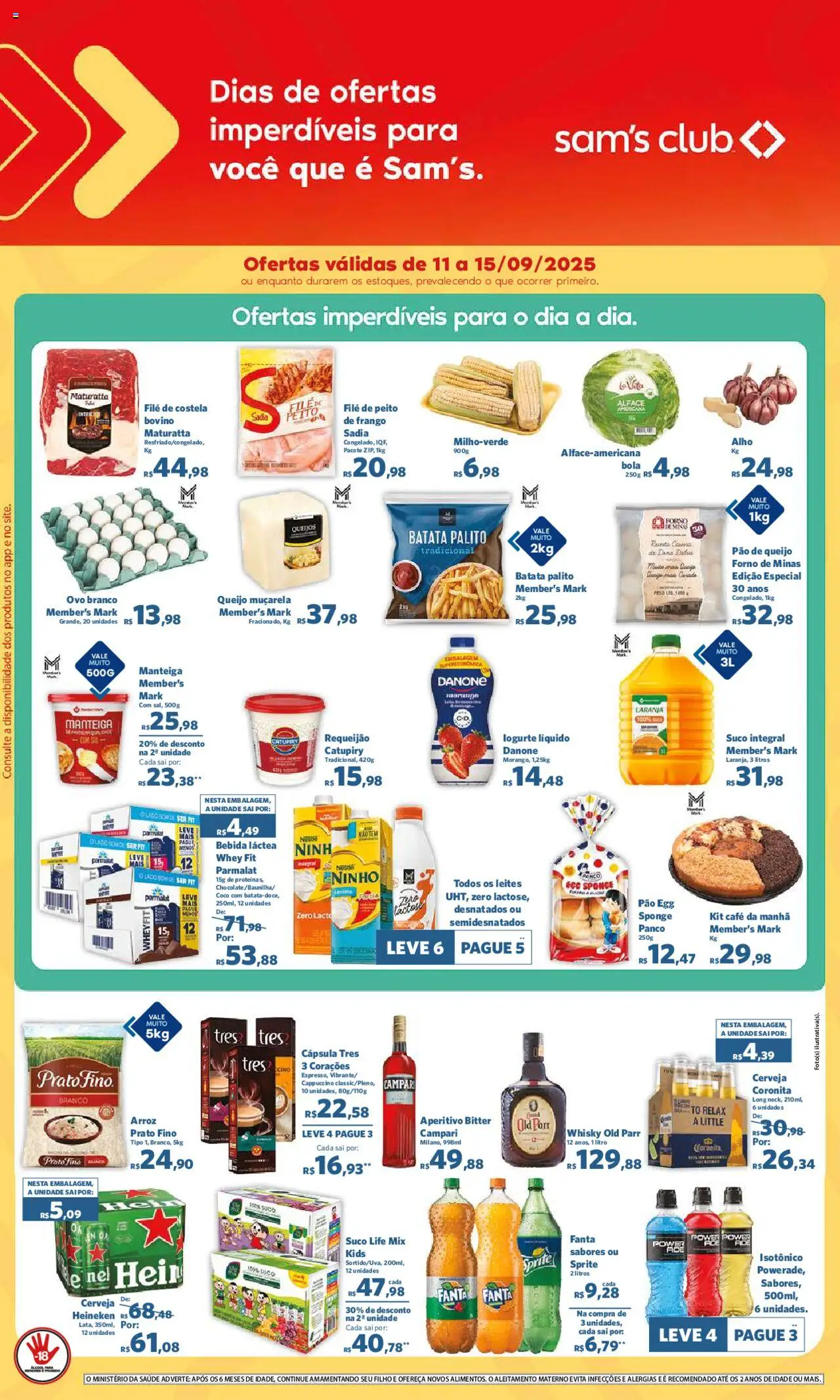 Sam's Club Folheto - válido de 11.09.2025 | Página: 2 | Produtos: Suco, Cerveja, Muçarela, Frango